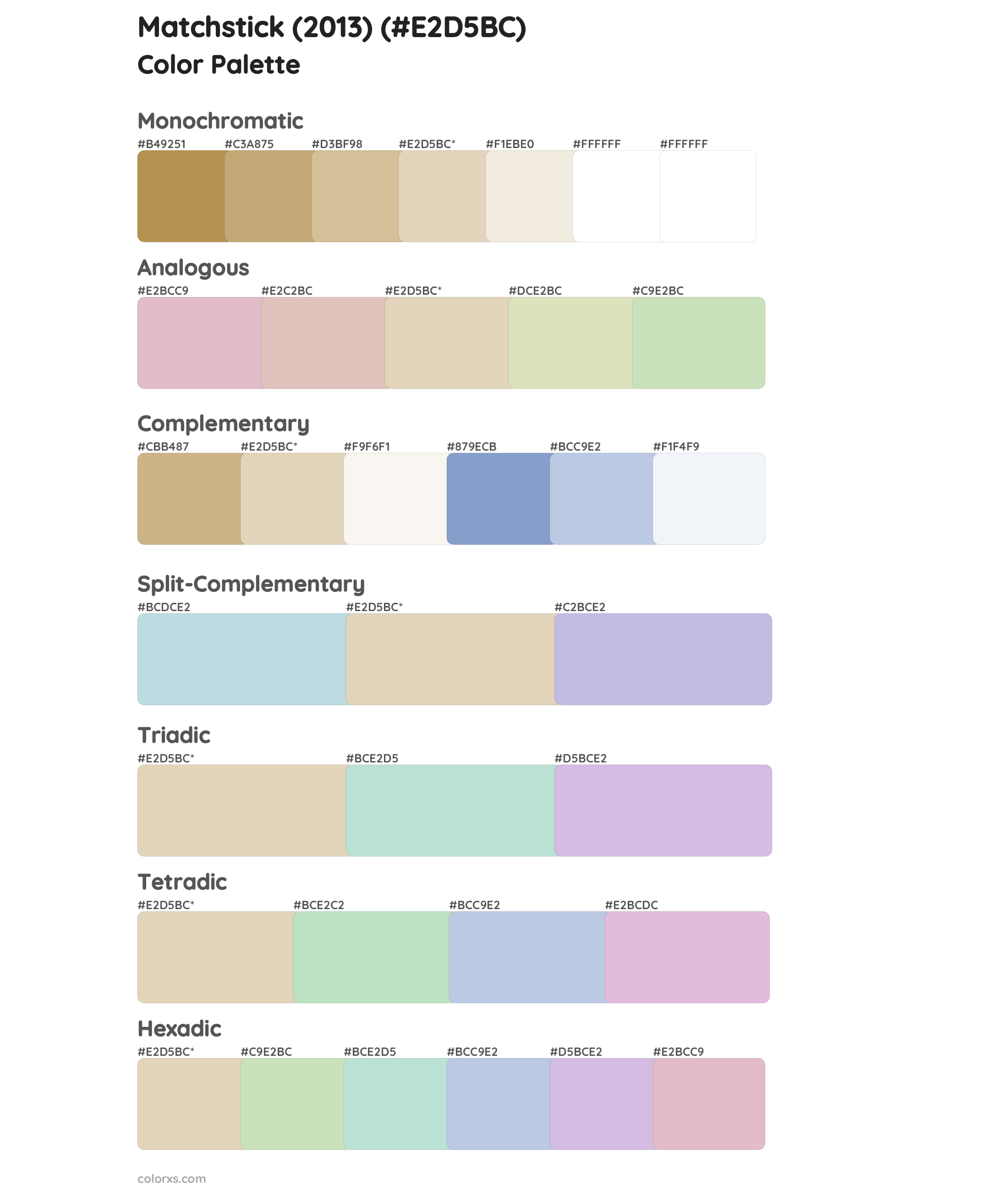 Matchstick (2013) Color Scheme Palettes