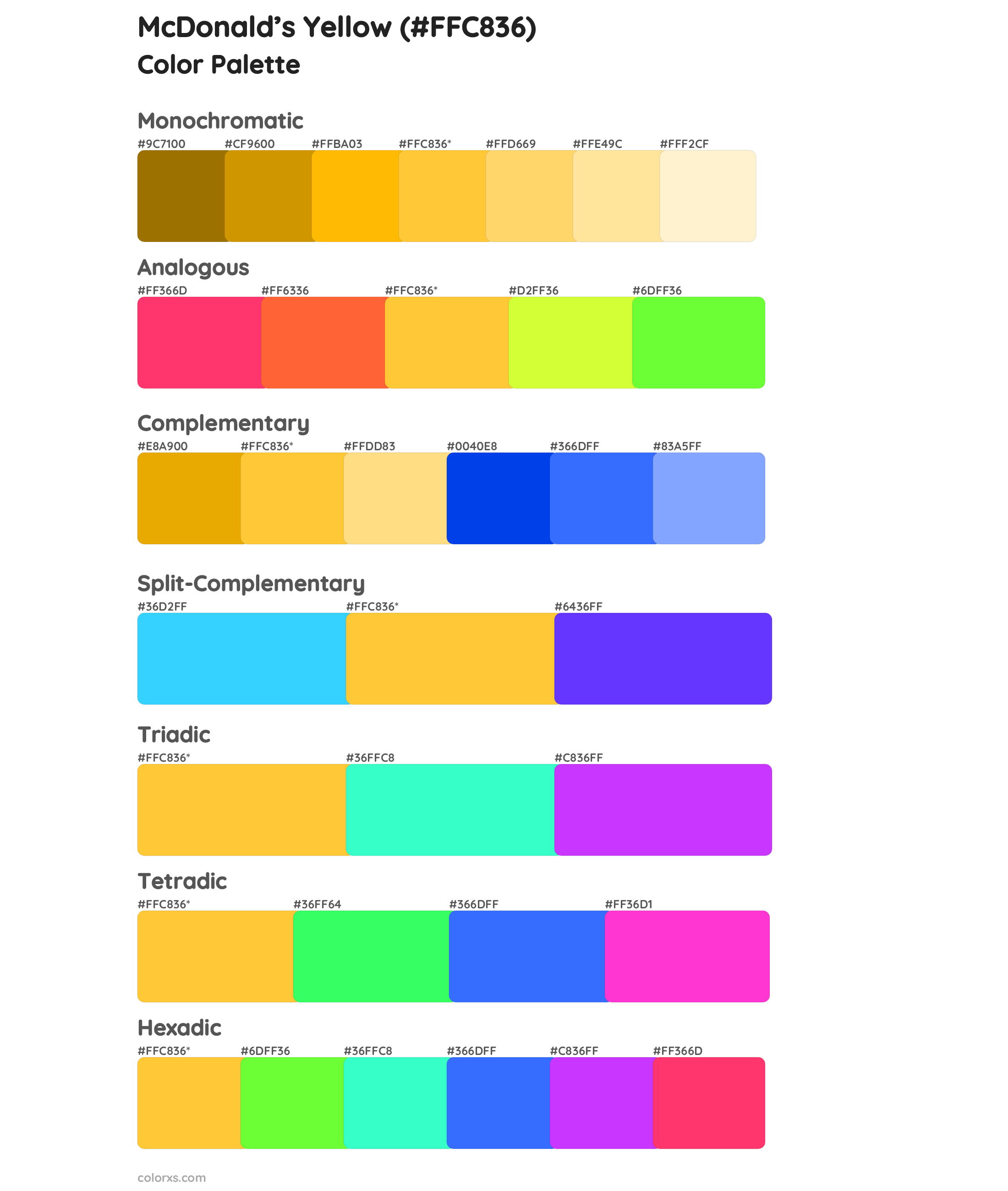 McDonald’s Yellow Color Scheme Palettes