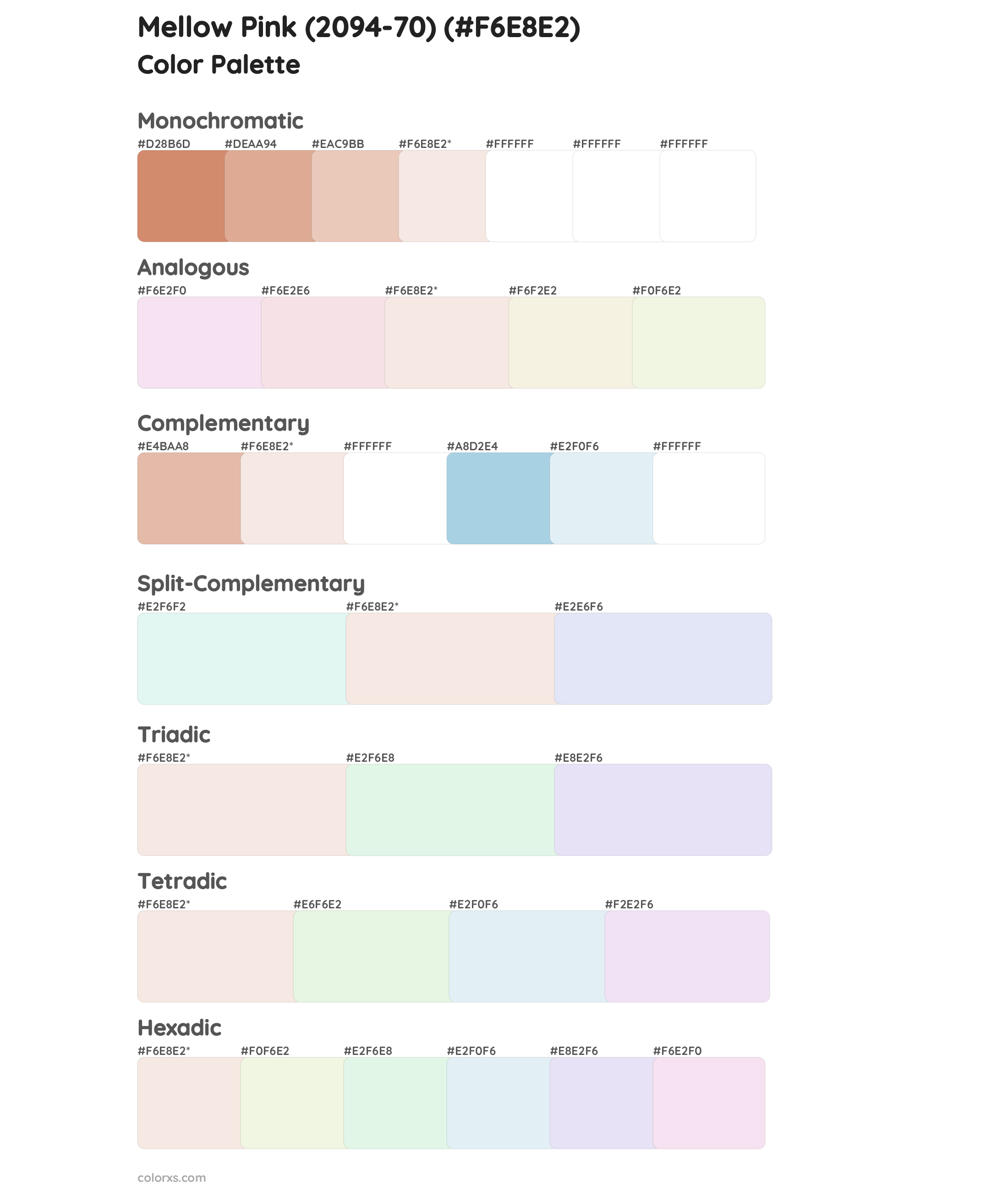 Mellow Pink (2094-70) Color Scheme Palettes