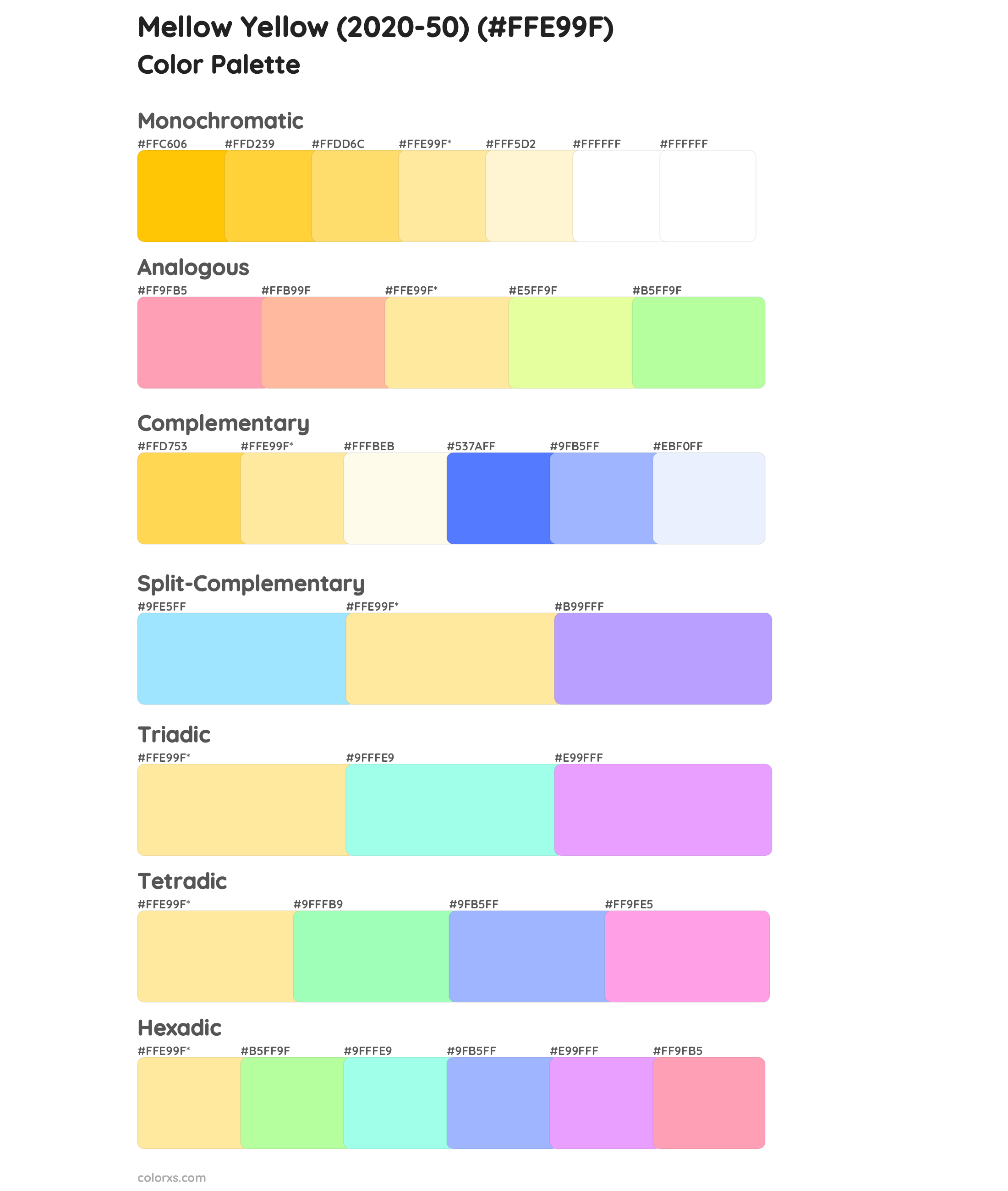 Mellow Yellow (2020-50) Color Scheme Palettes