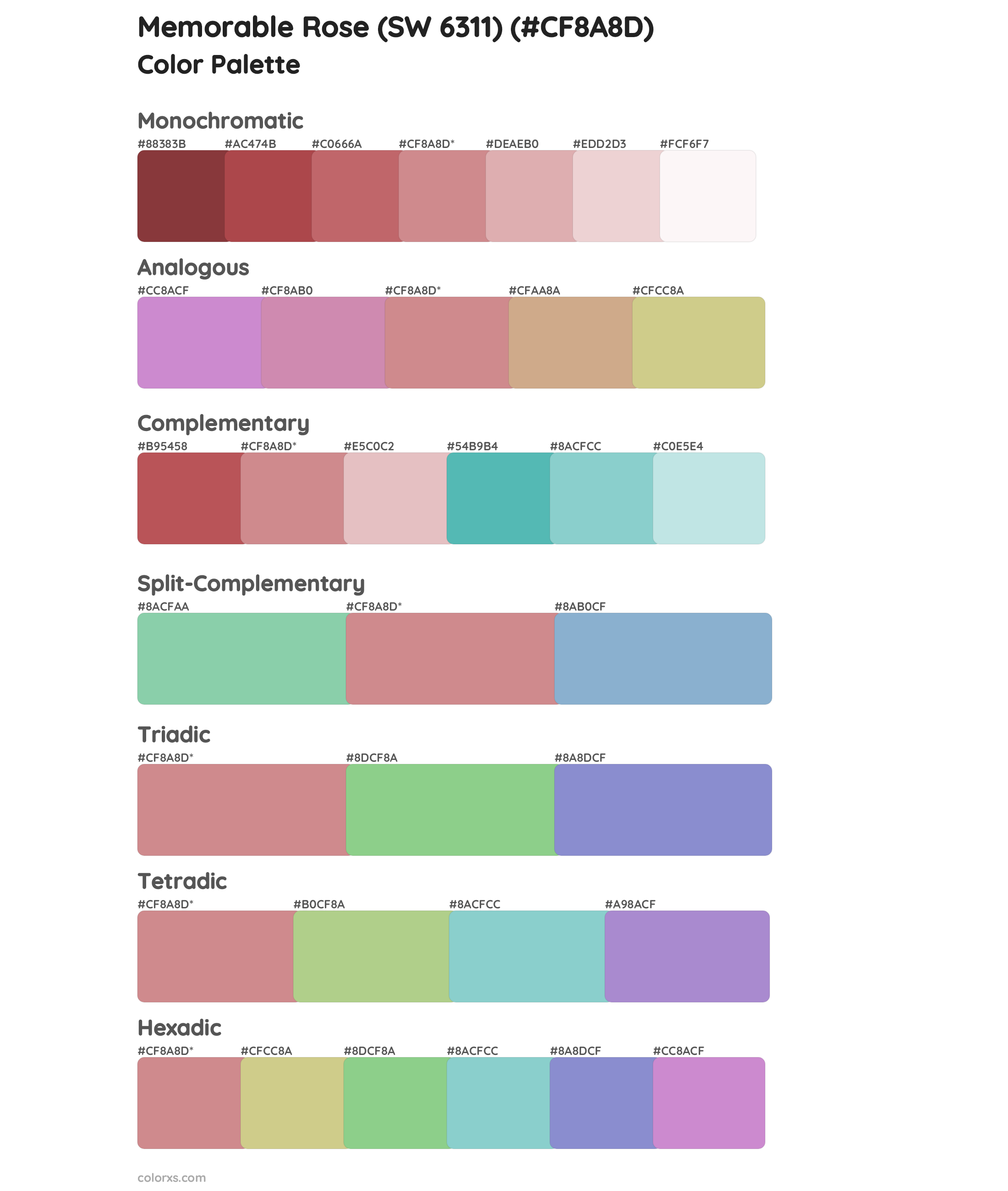 Memorable Rose (SW 6311) Color Scheme Palettes