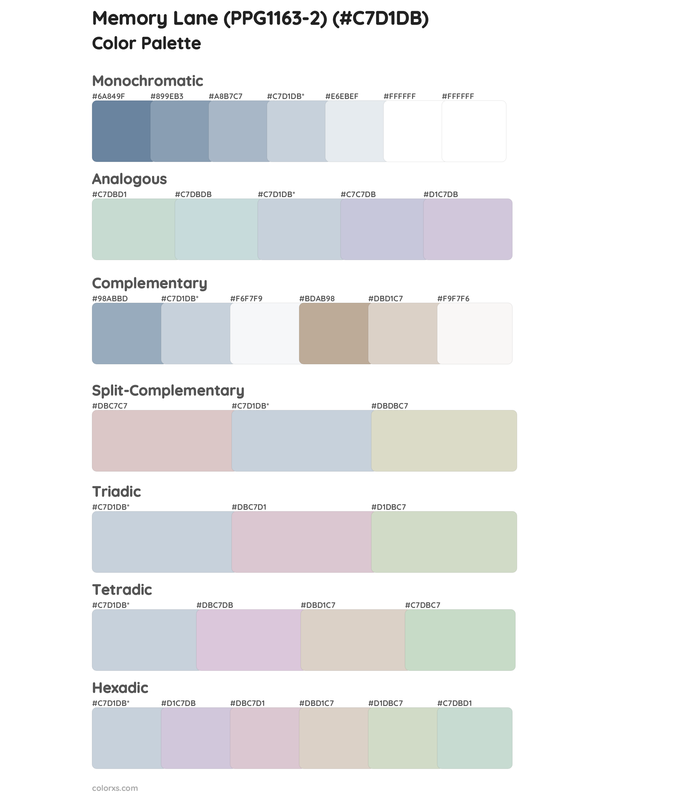 Memory Lane (PPG1163-2) Color Scheme Palettes