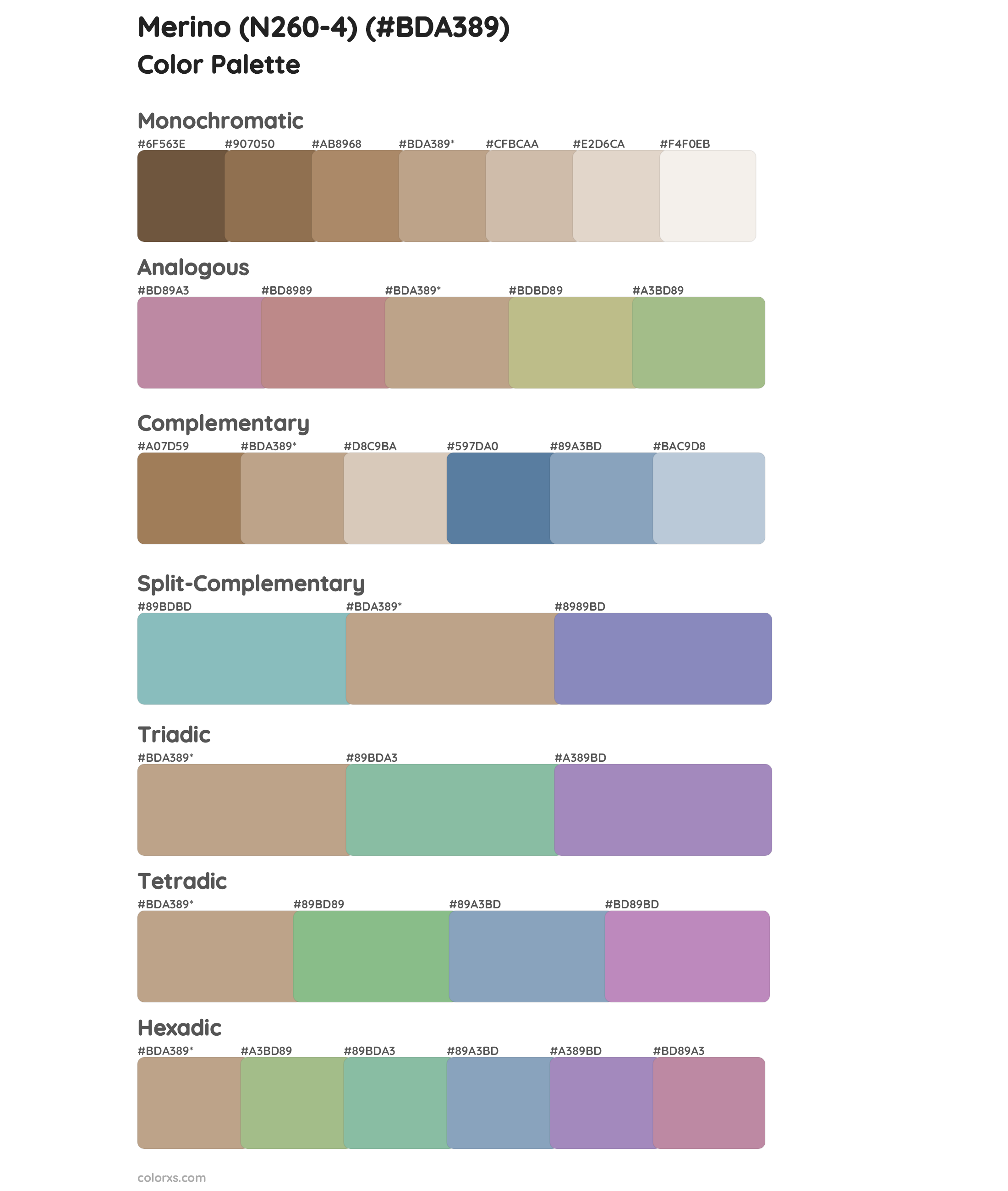 Merino (N260-4) Color Scheme Palettes