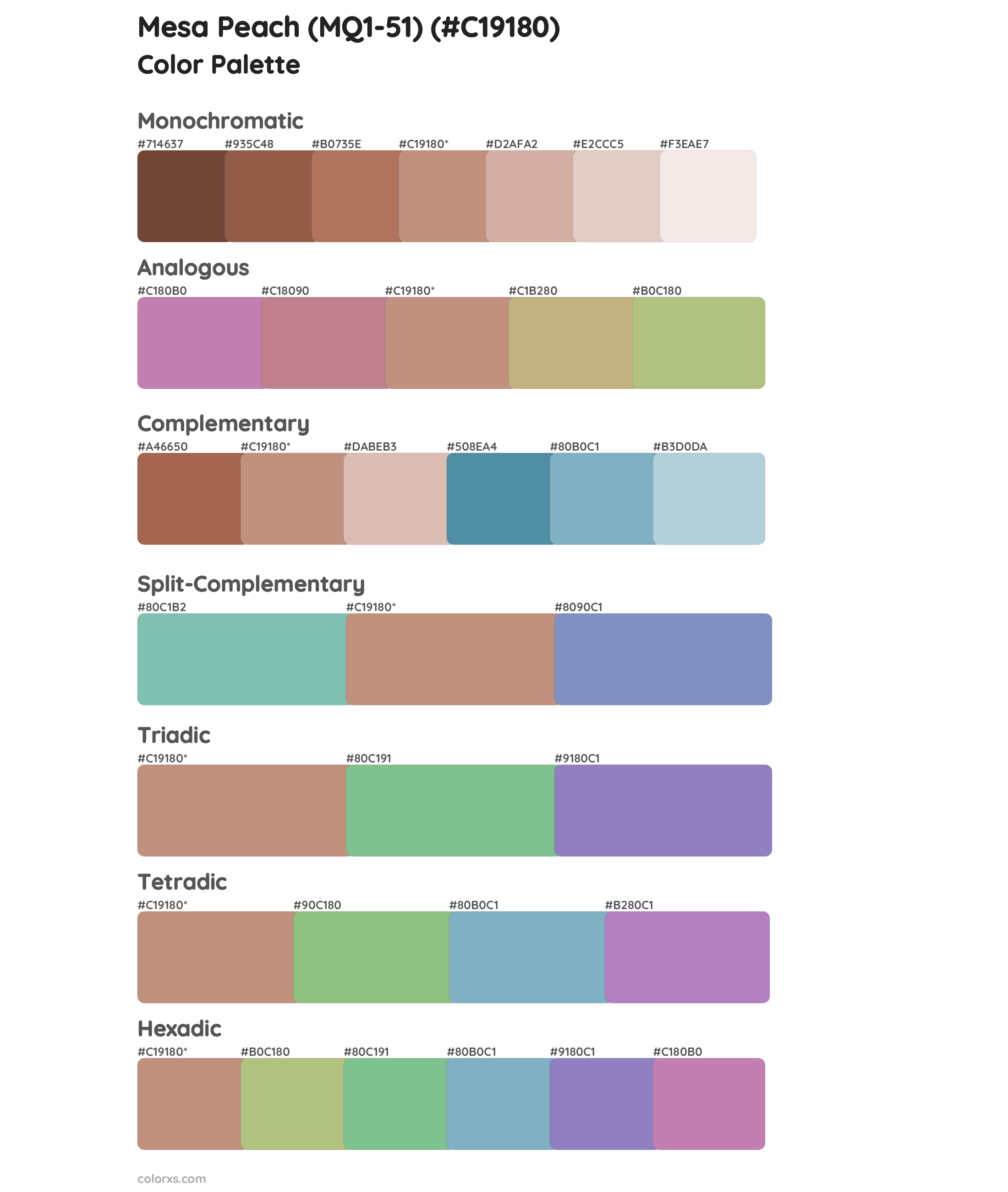 Mesa Peach (MQ1-51) Color Scheme Palettes