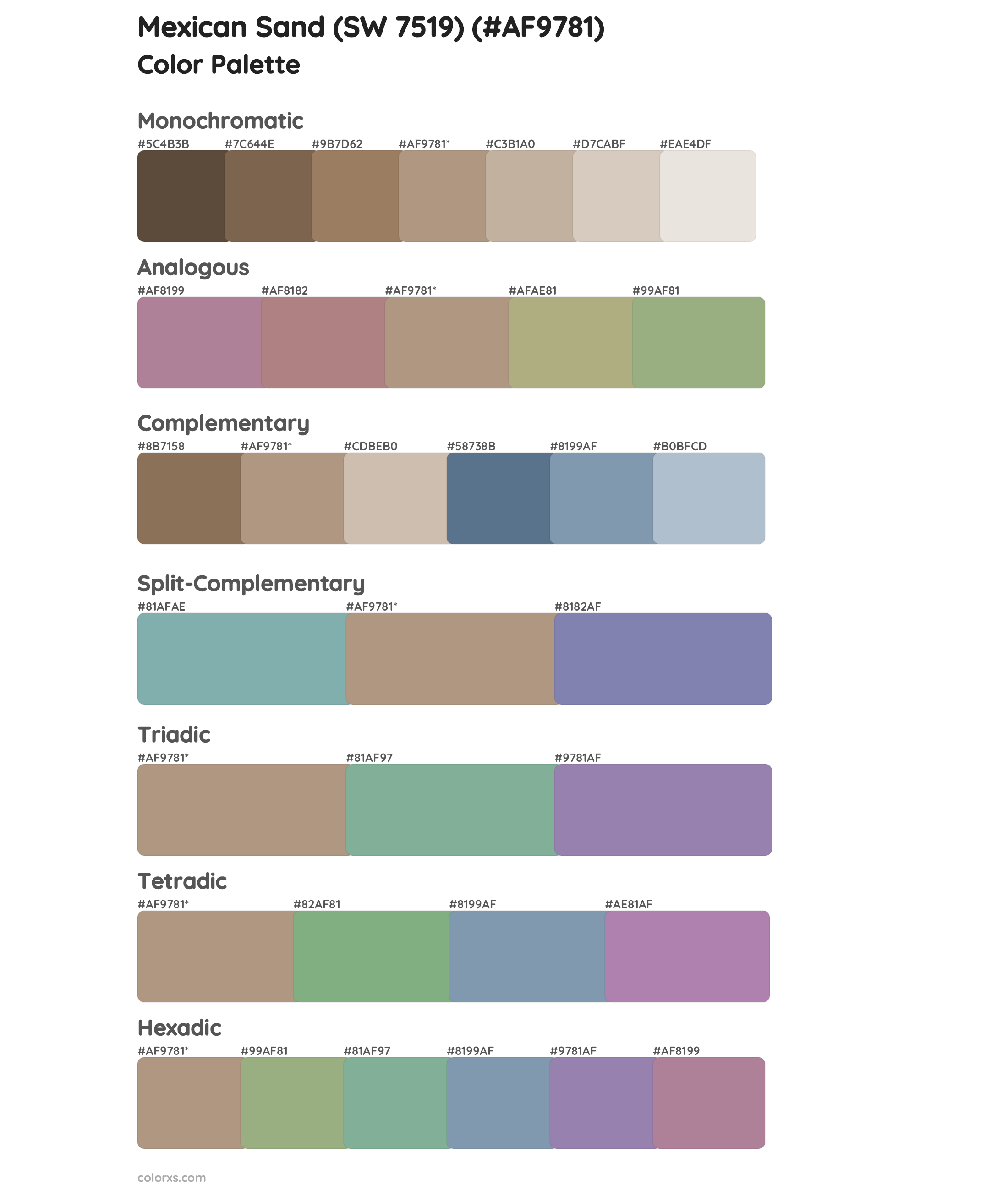 Mexican Sand (SW 7519) Color Scheme Palettes