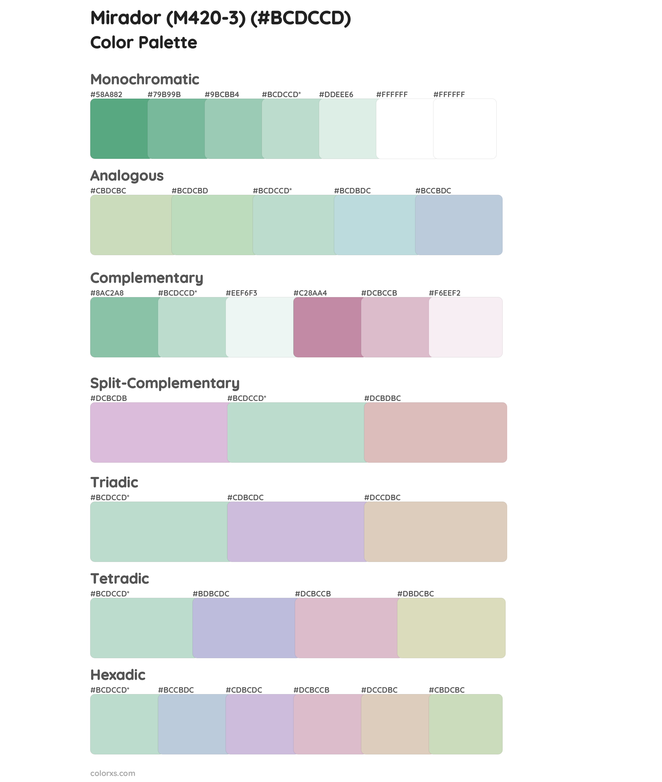 Mirador (M420-3) Color Scheme Palettes