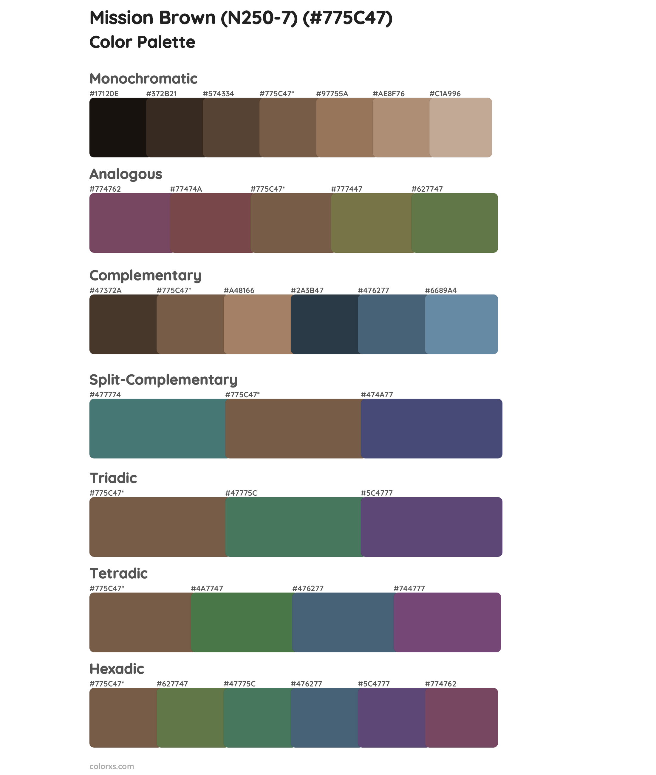 Mission Brown (N250-7) Color Scheme Palettes