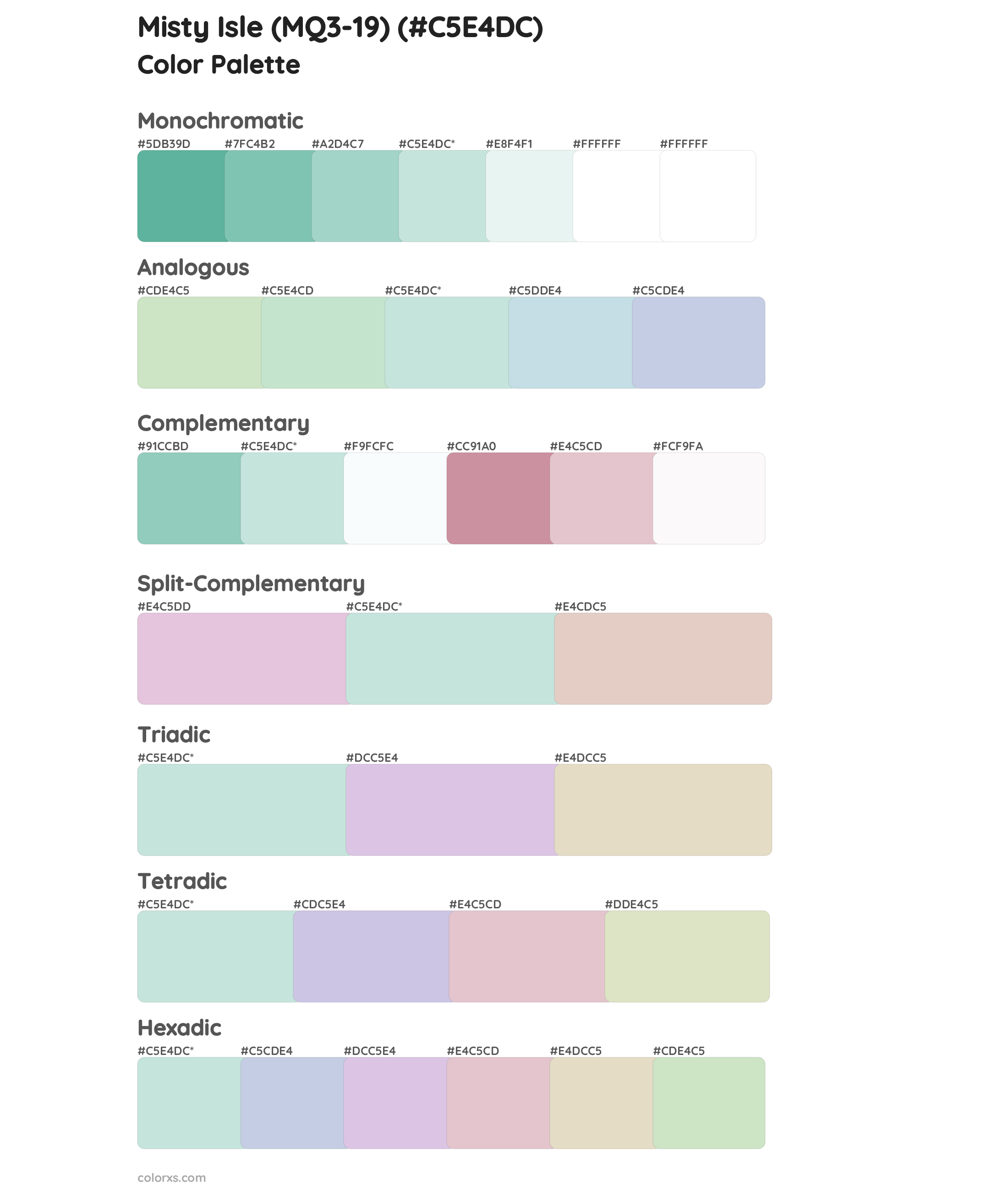 Misty Isle (MQ3-19) Color Scheme Palettes