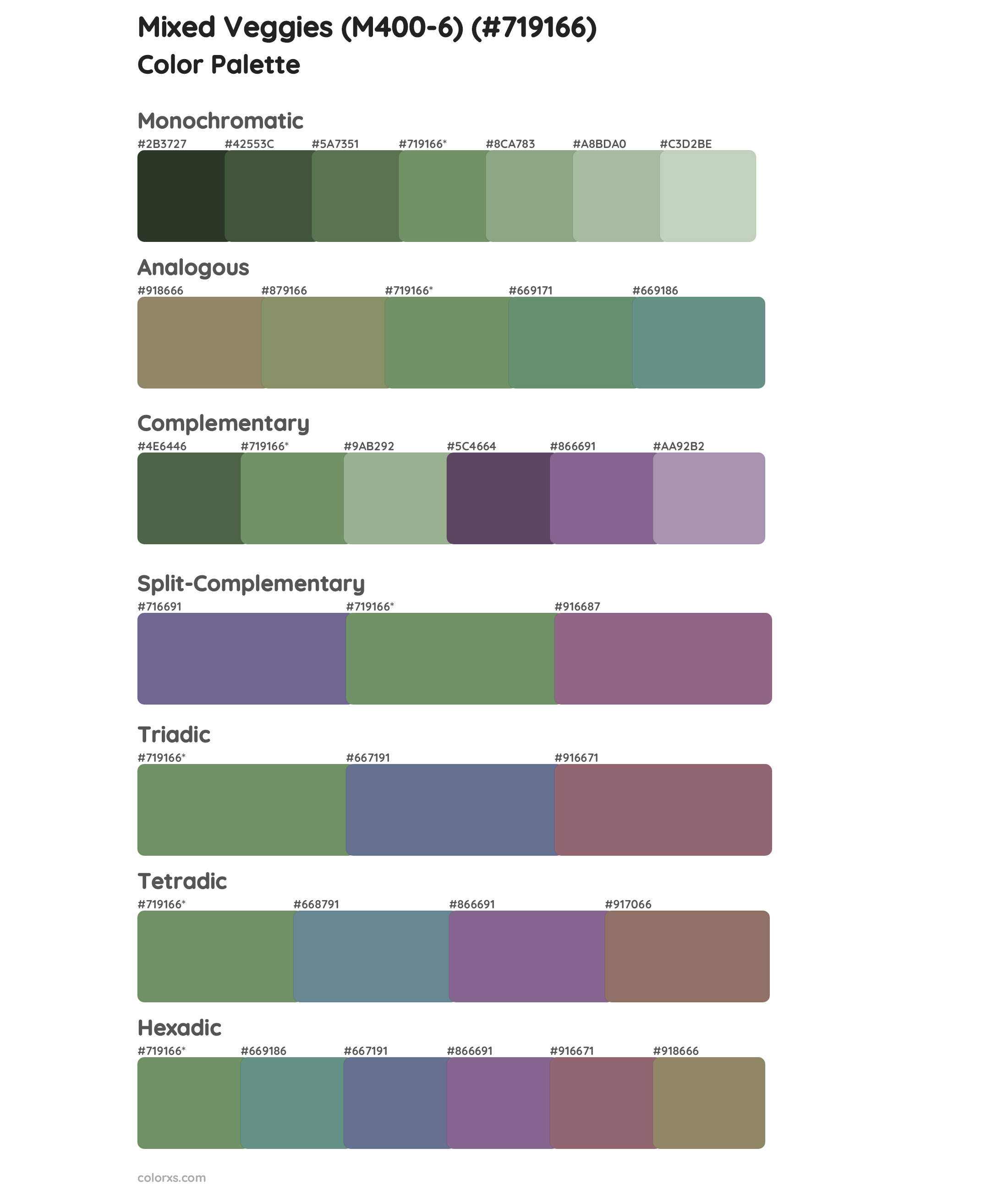 Mixed Veggies (M400-6) Color Scheme Palettes