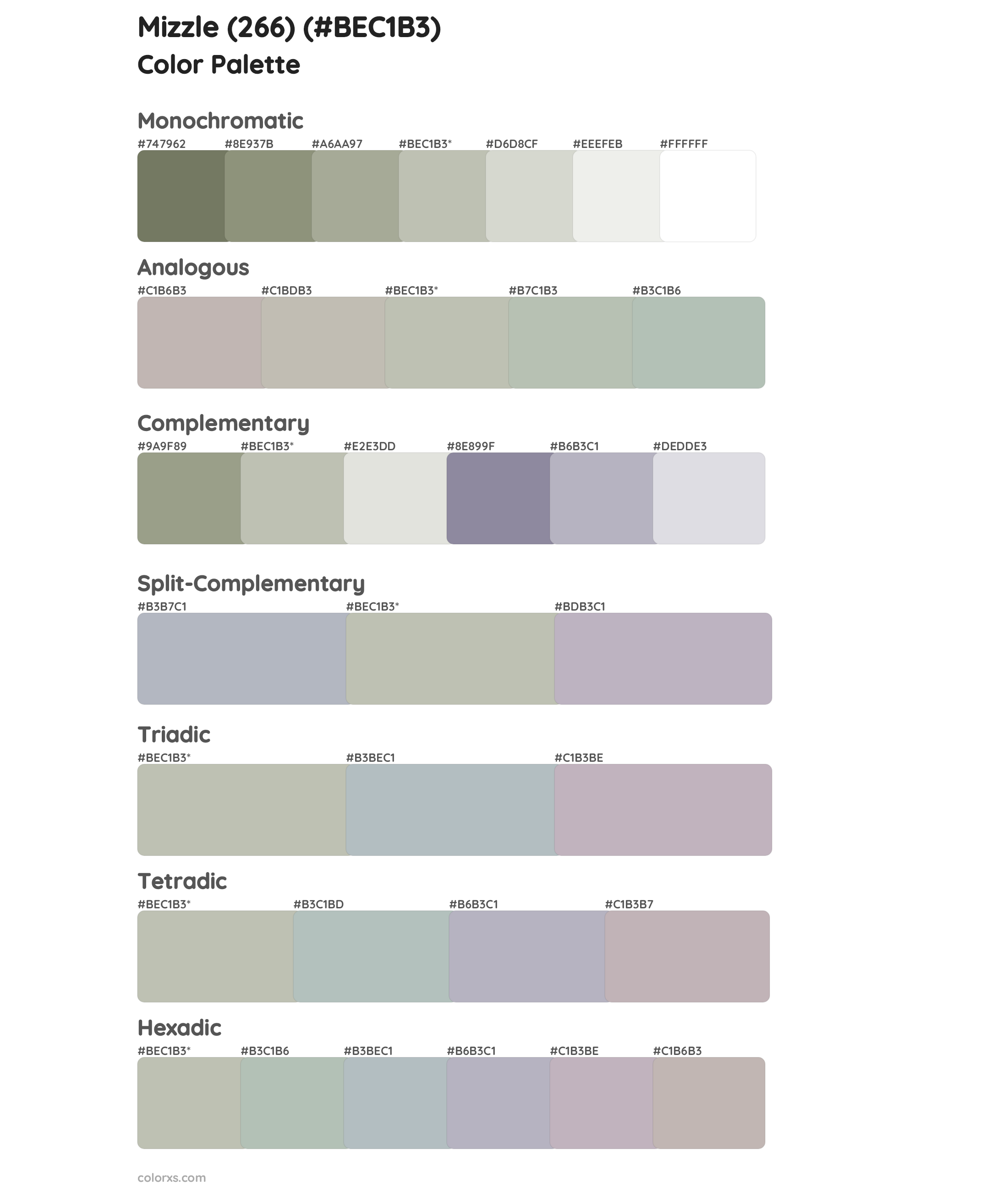 Mizzle (266) Color Scheme Palettes