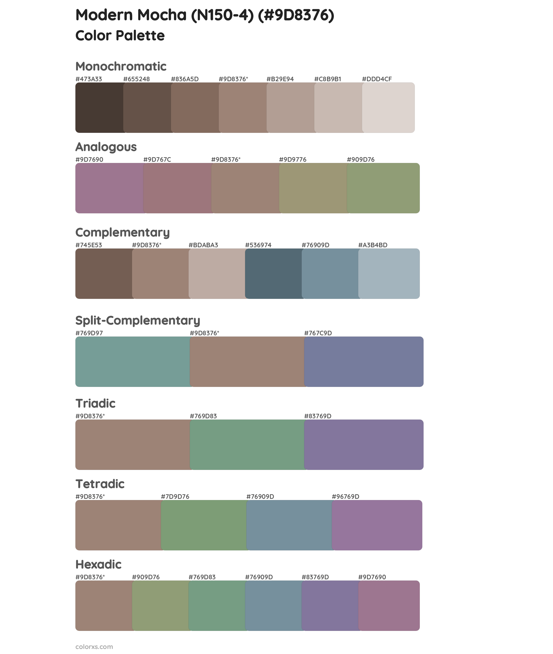 Modern Mocha (N150-4) Color Scheme Palettes