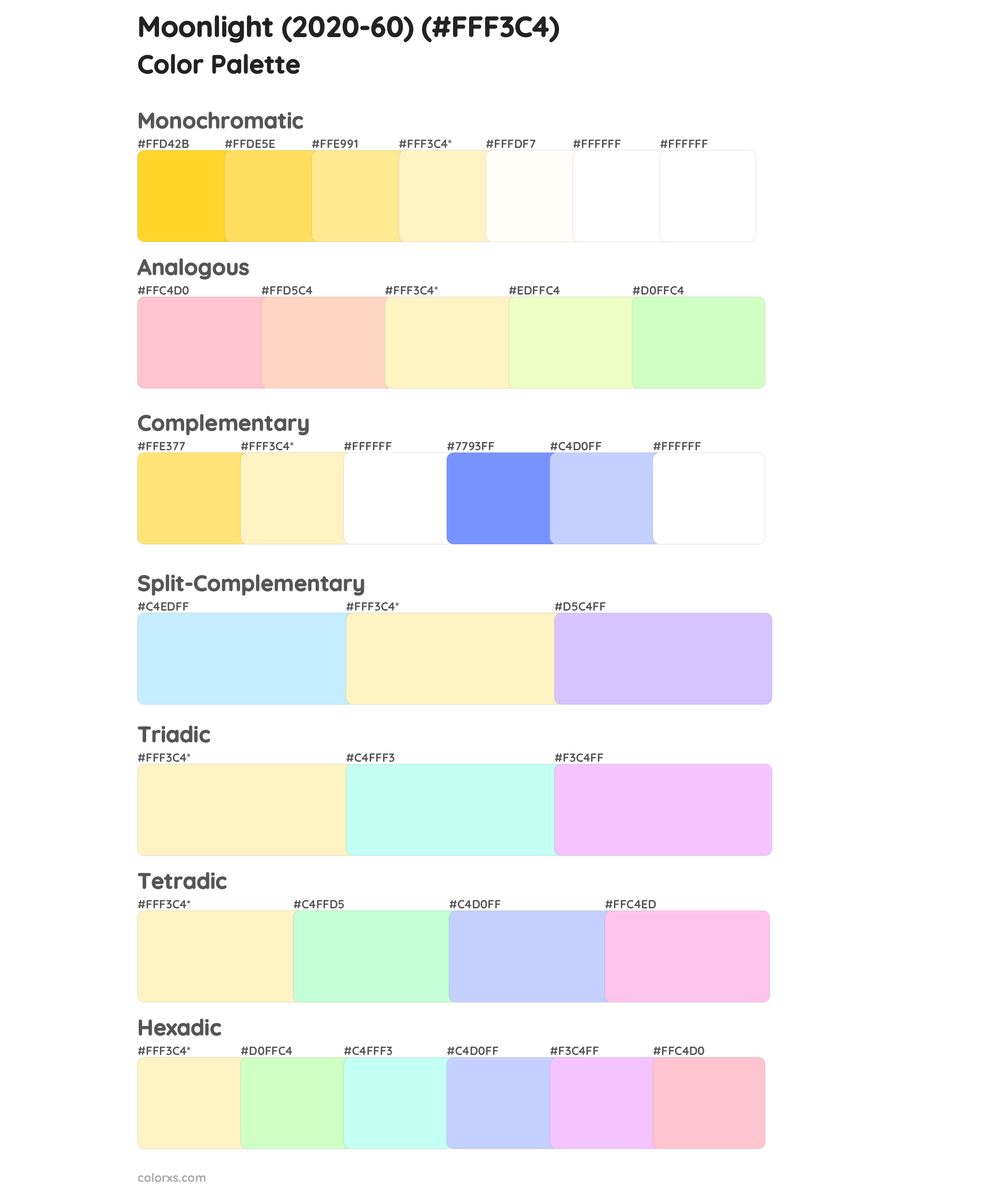 Moonlight (2020-60) Color Scheme Palettes