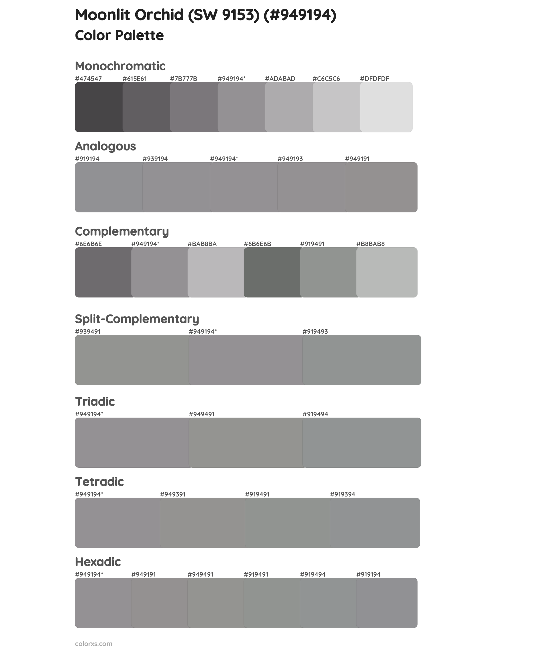 Moonlit Orchid (SW 9153) Color Scheme Palettes