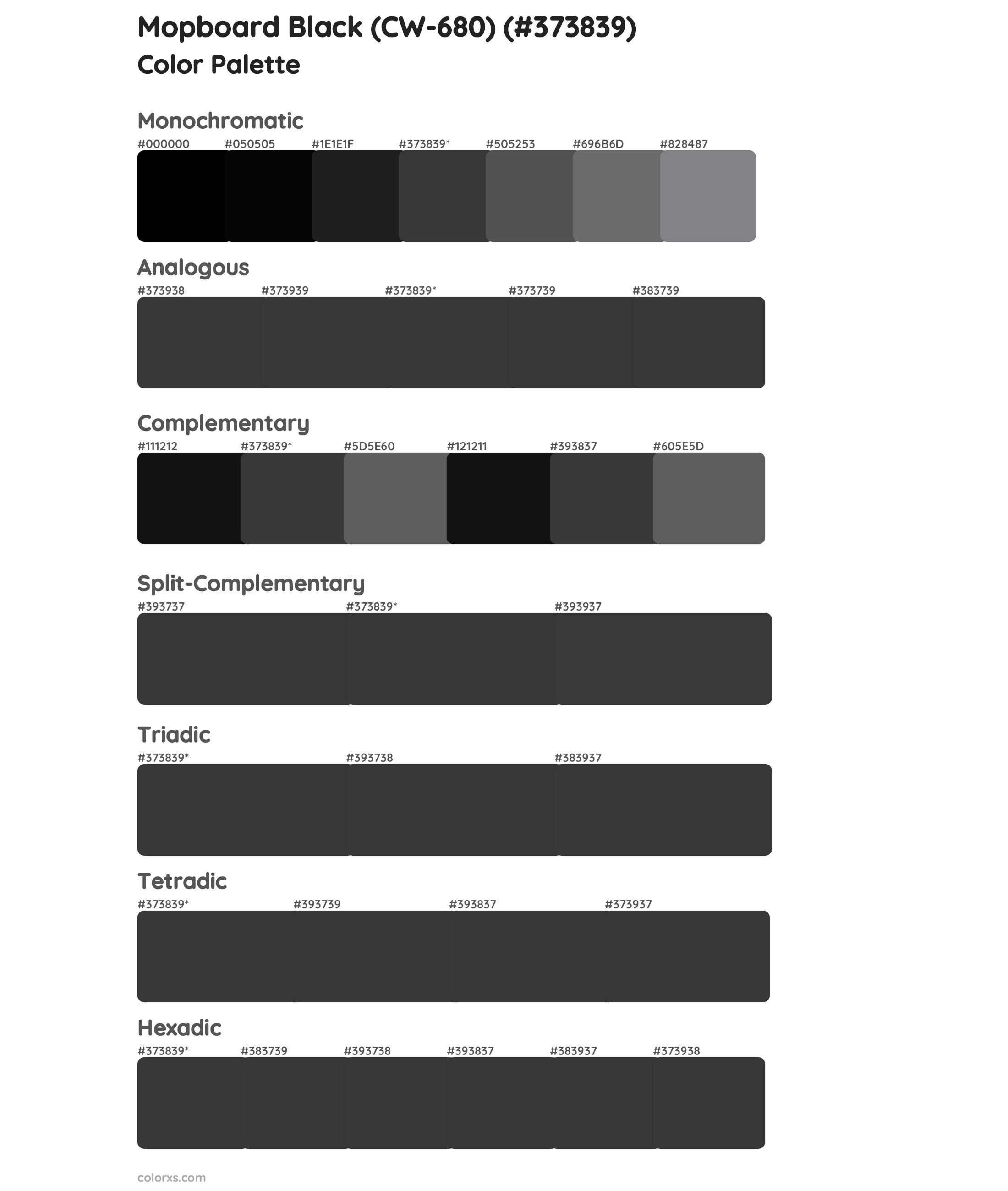 Mopboard Black (CW-680) Color Scheme Palettes