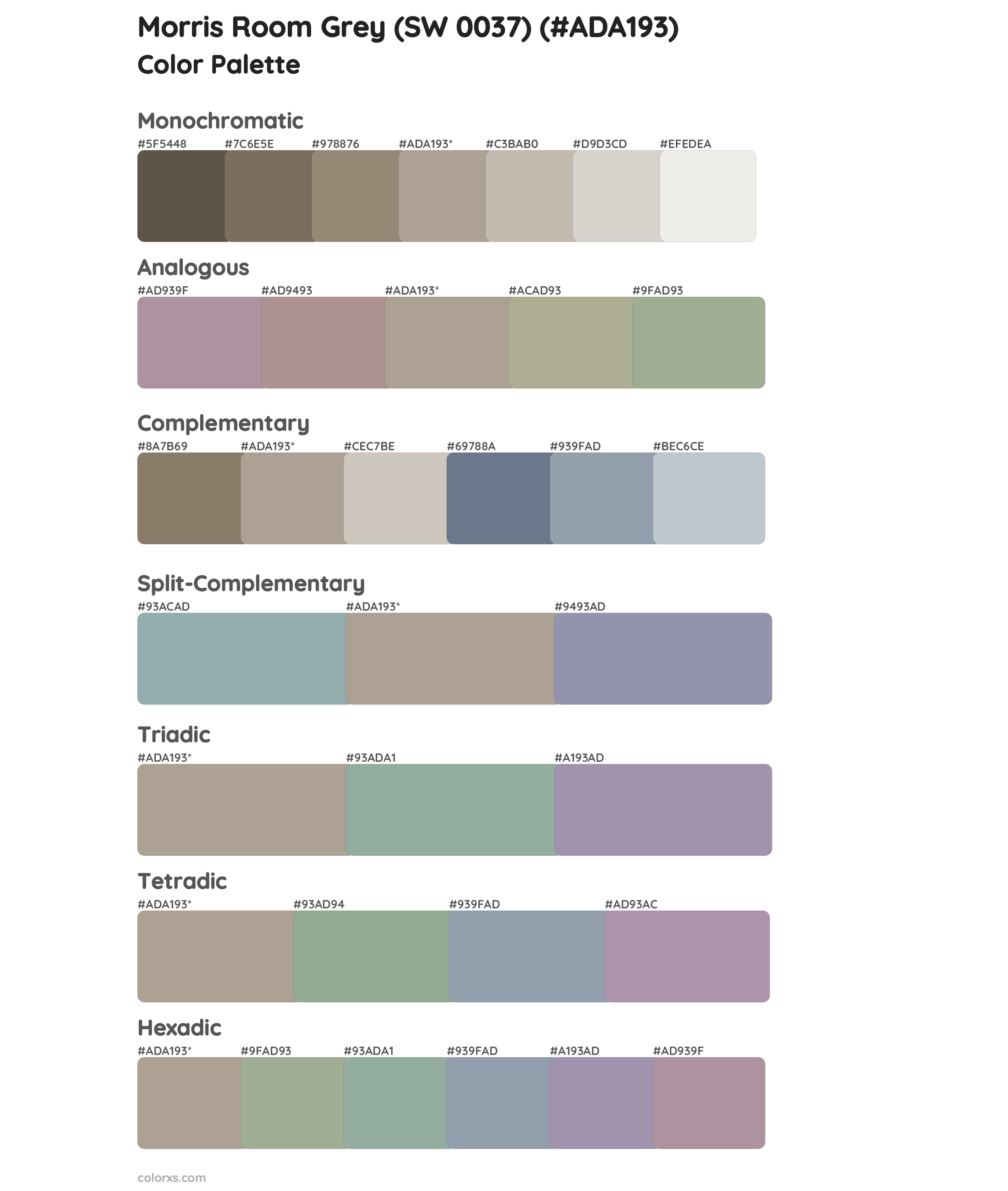 Morris Room Grey (SW 0037) Color Scheme Palettes