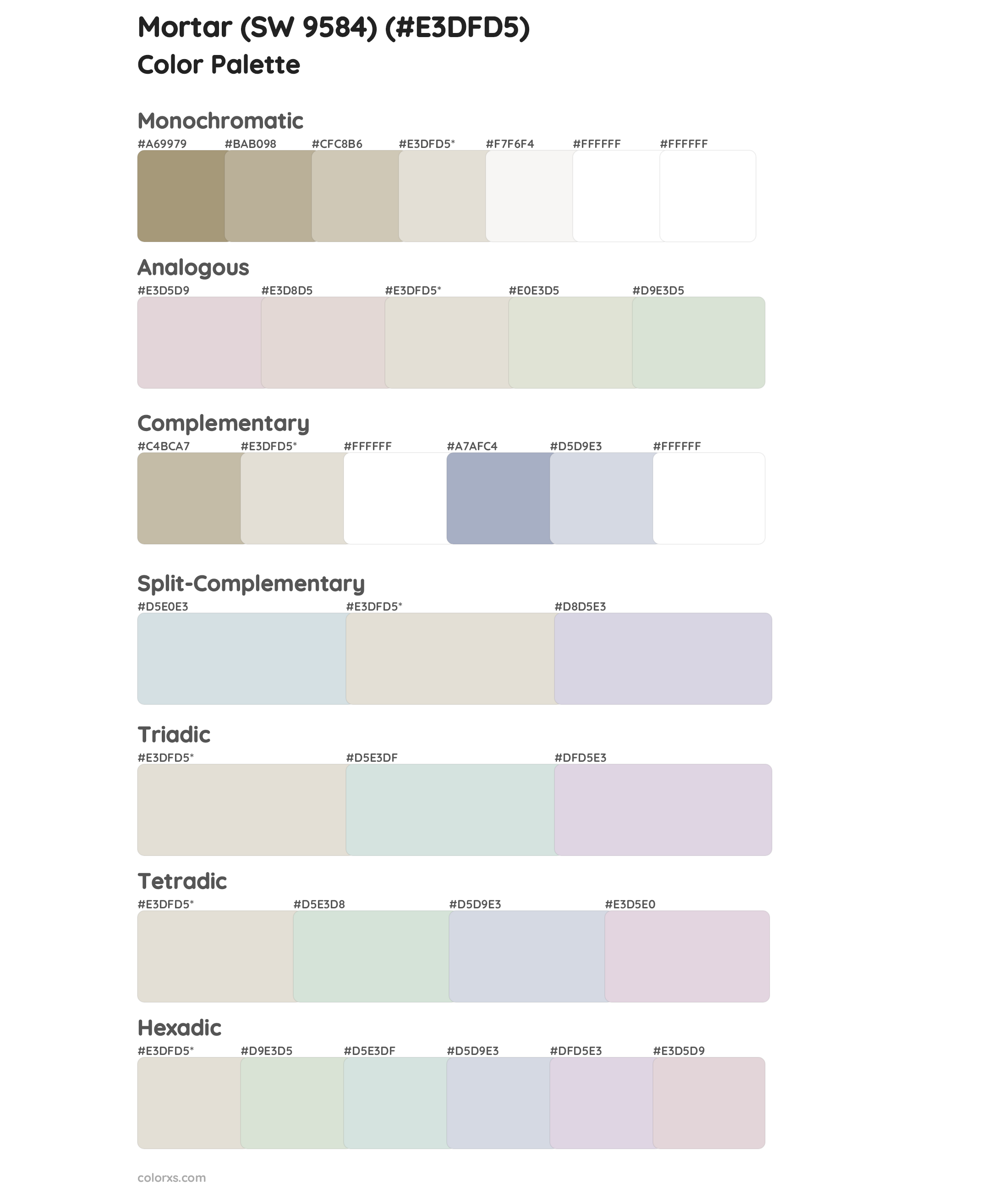 Mortar (SW 9584) Color Scheme Palettes