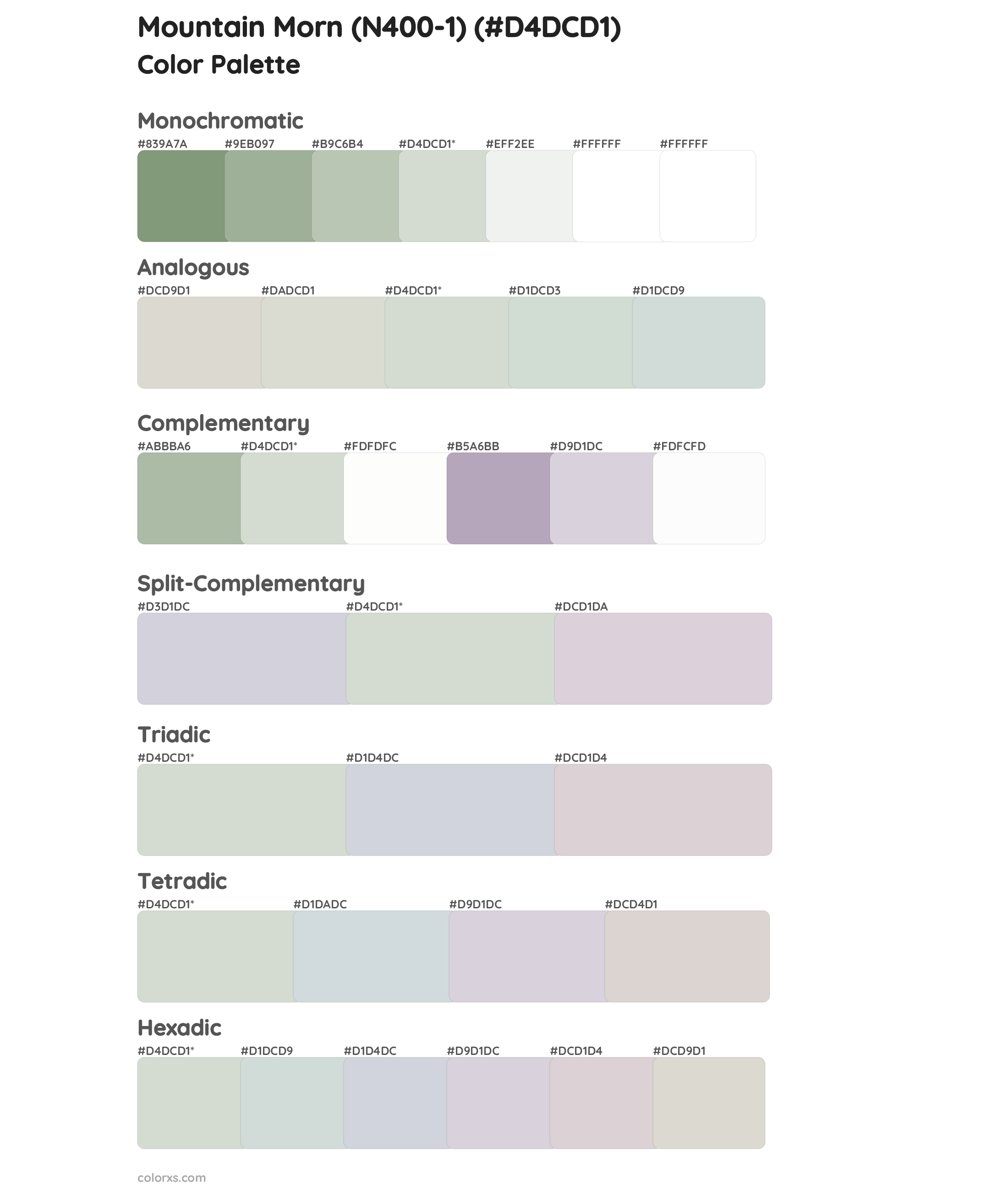 Mountain Morn (N400-1) Color Scheme Palettes