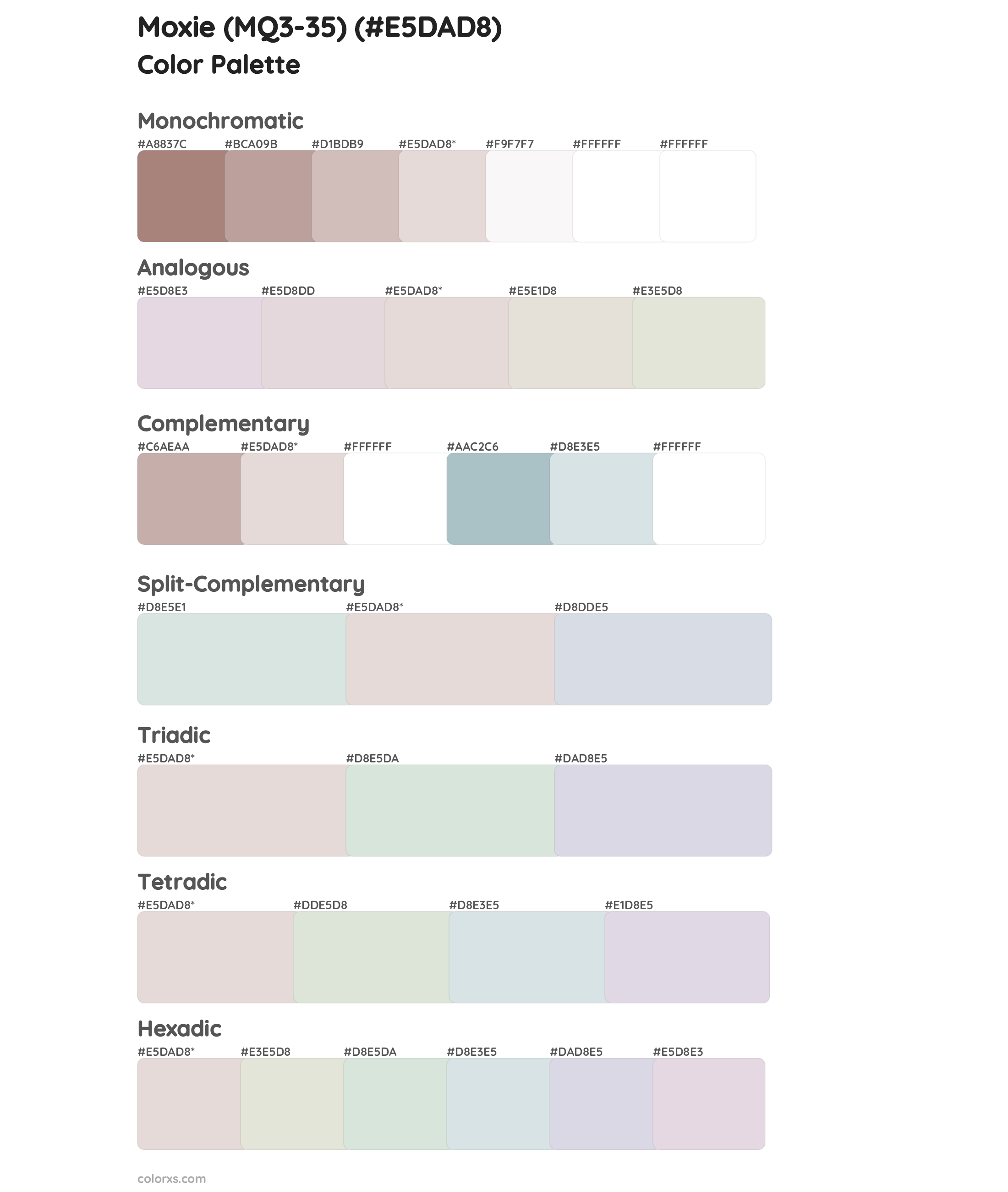 Moxie (MQ3-35) Color Scheme Palettes