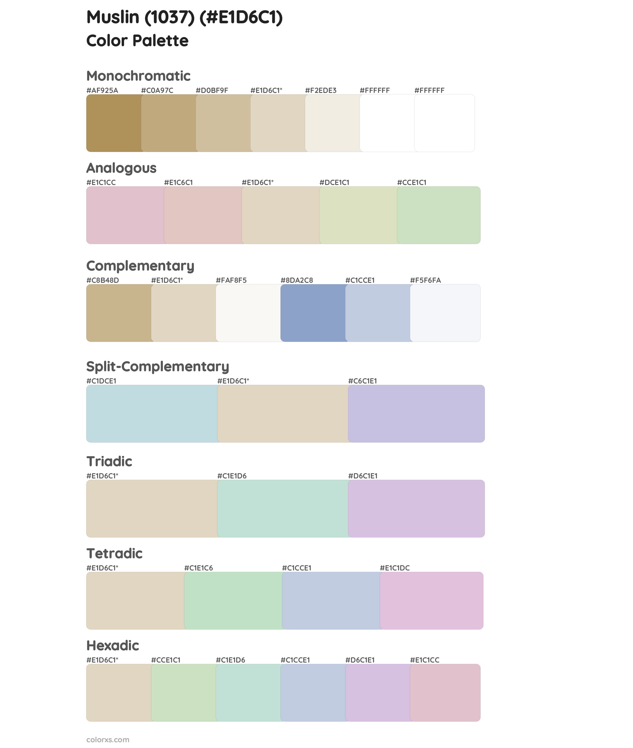 Muslin (1037) Color Scheme Palettes