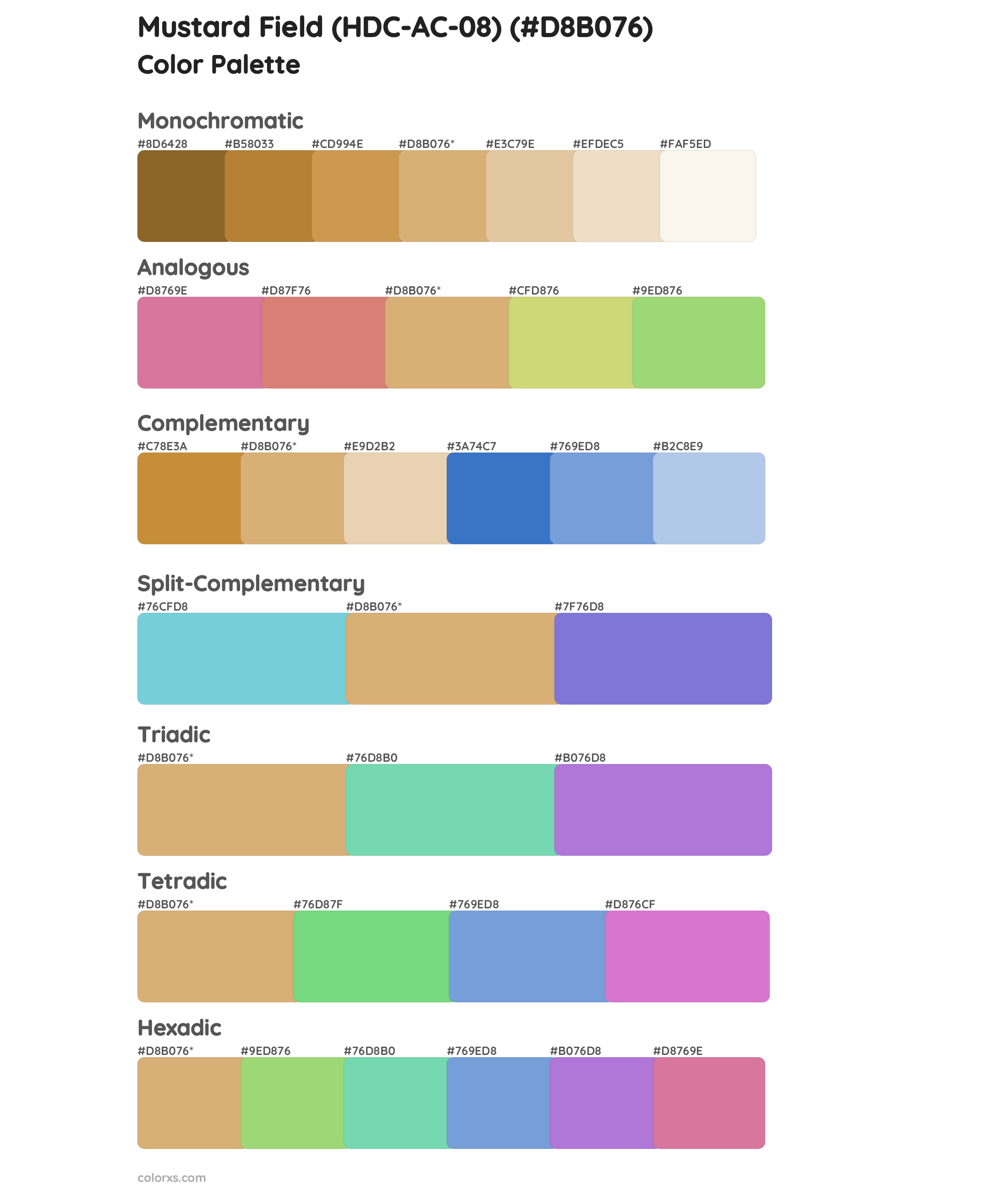 Mustard Field (HDC-AC-08) Color Scheme Palettes