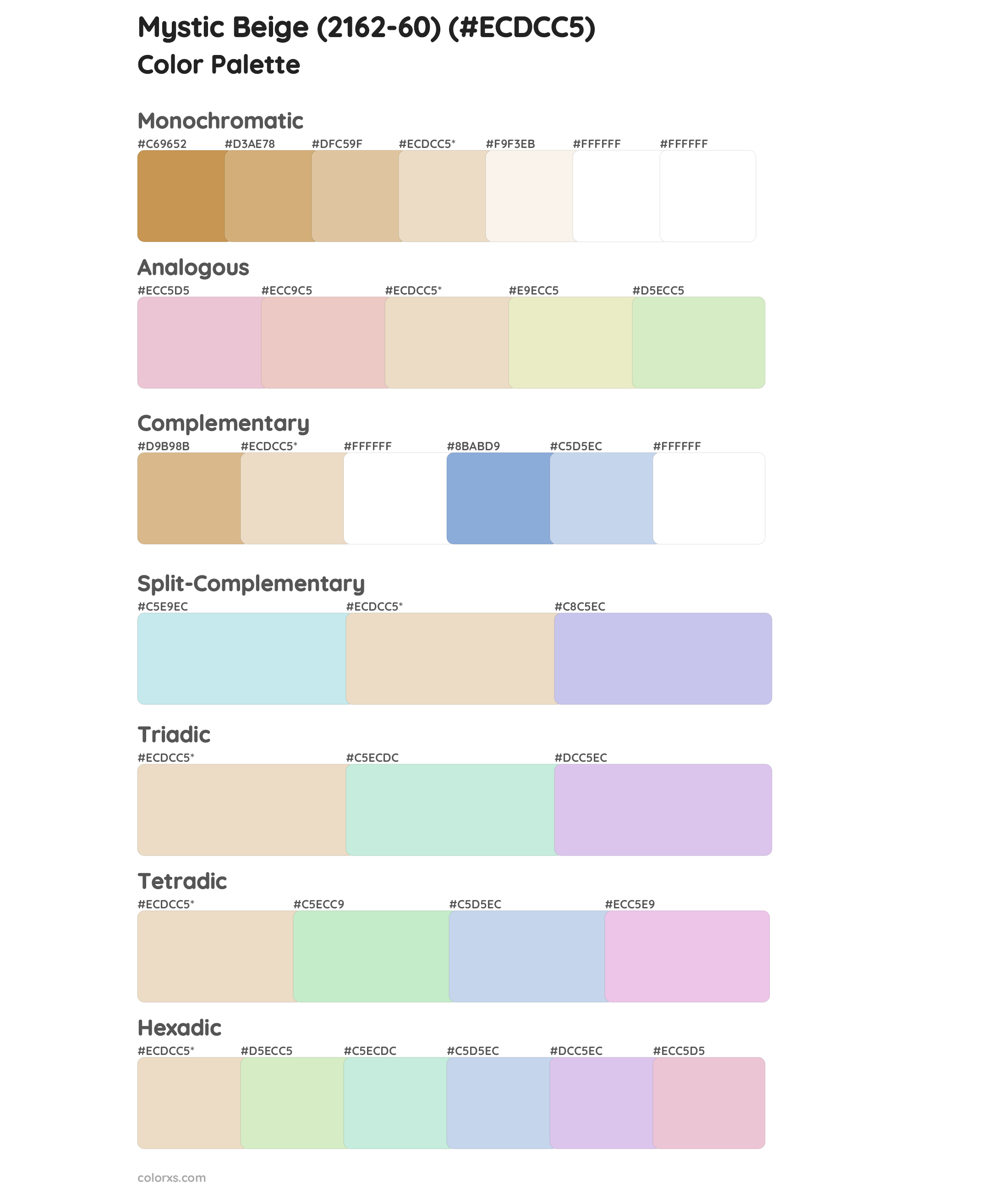 Mystic Beige (2162-60) Color Scheme Palettes