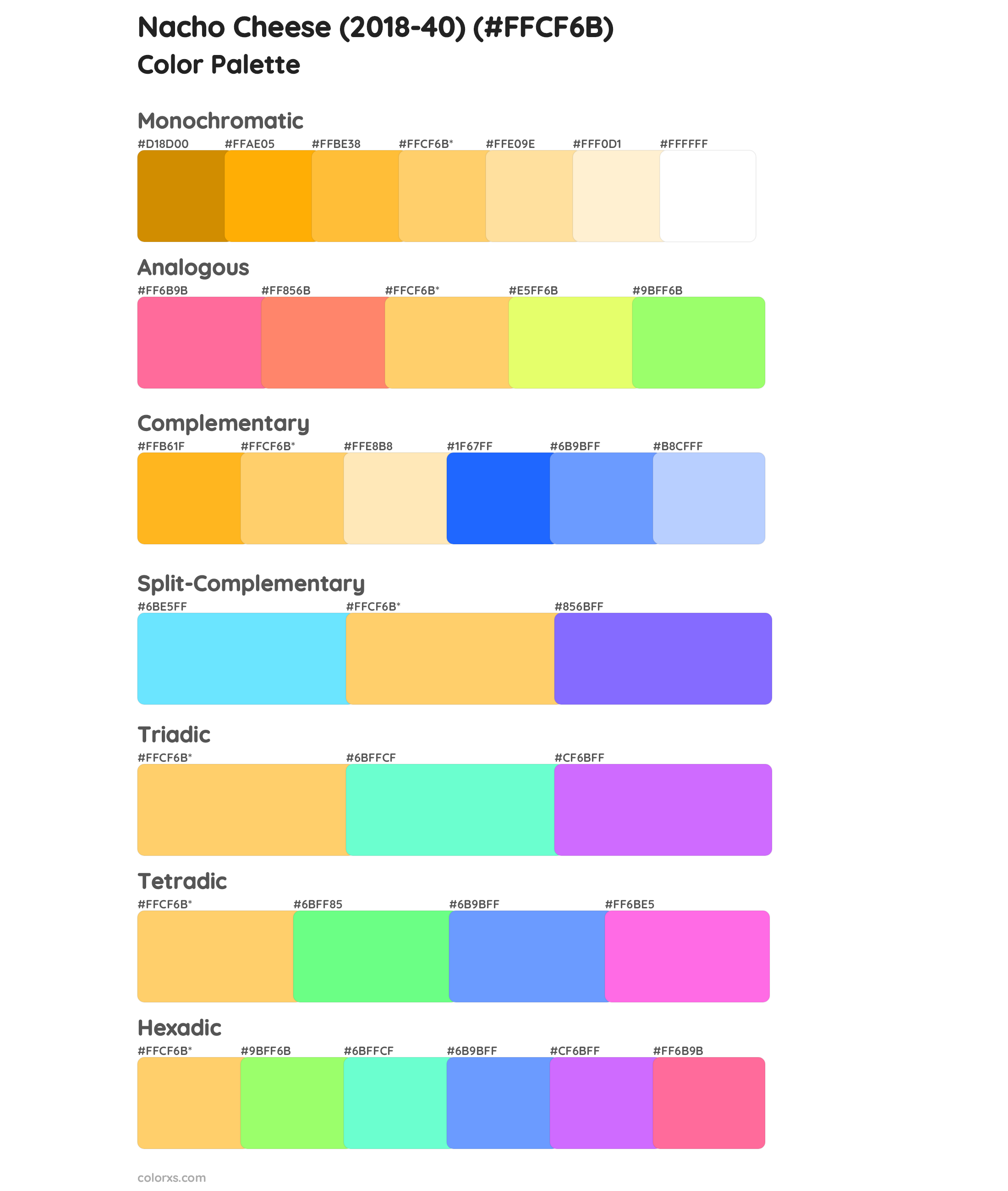 Nacho Cheese (2018-40) Color Scheme Palettes