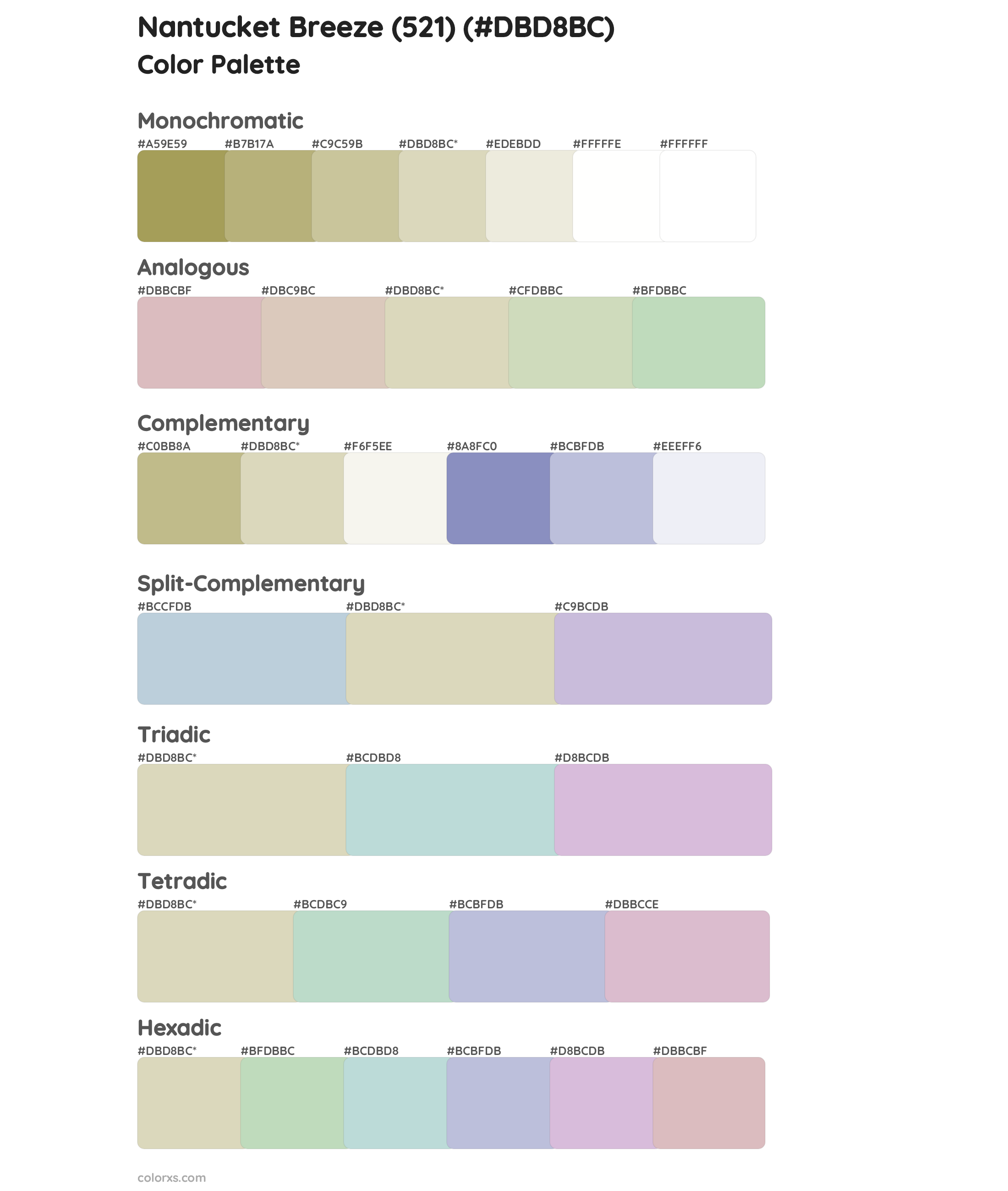 Nantucket Breeze (521) Color Scheme Palettes