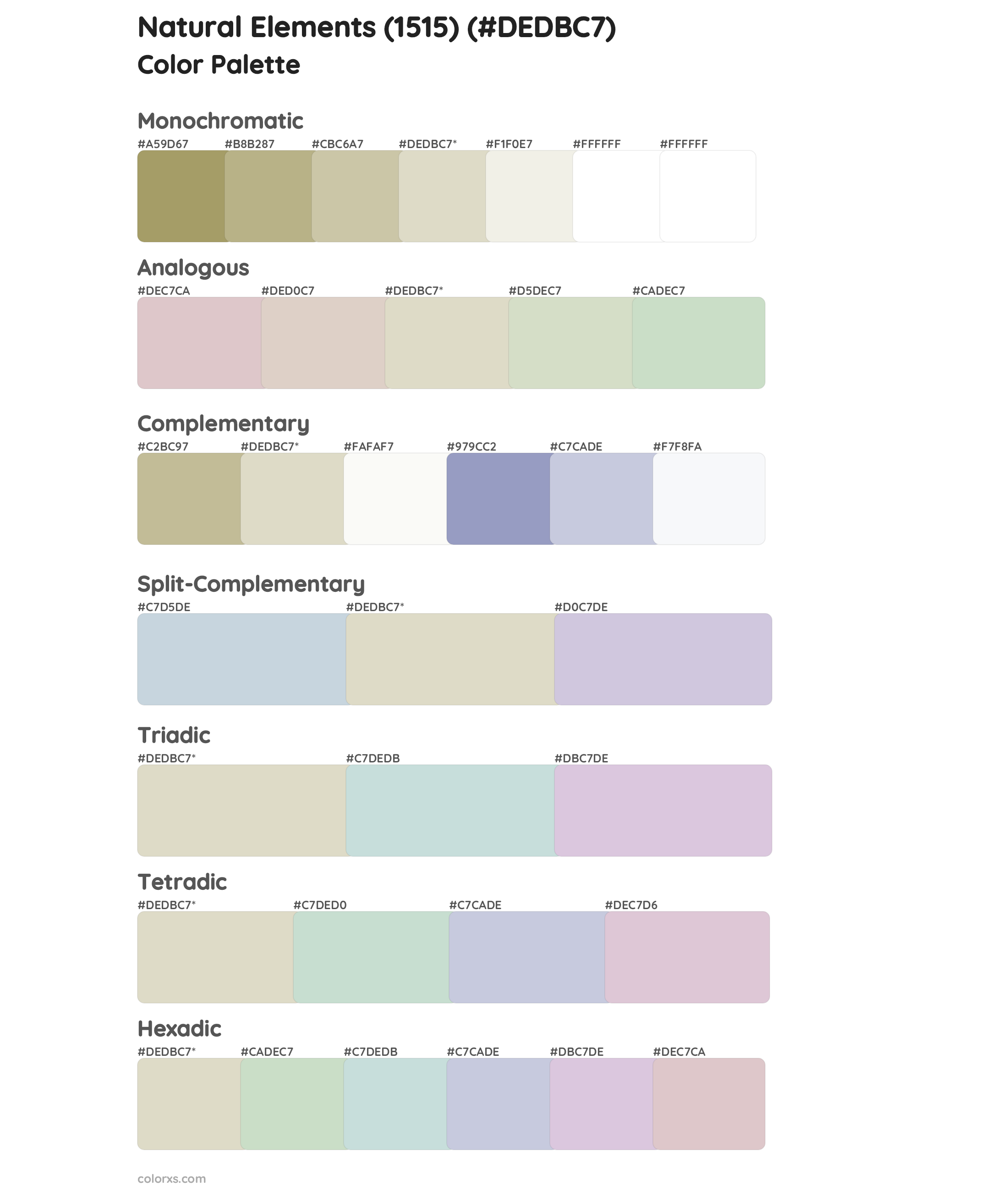 Natural Elements (1515) Color Scheme Palettes