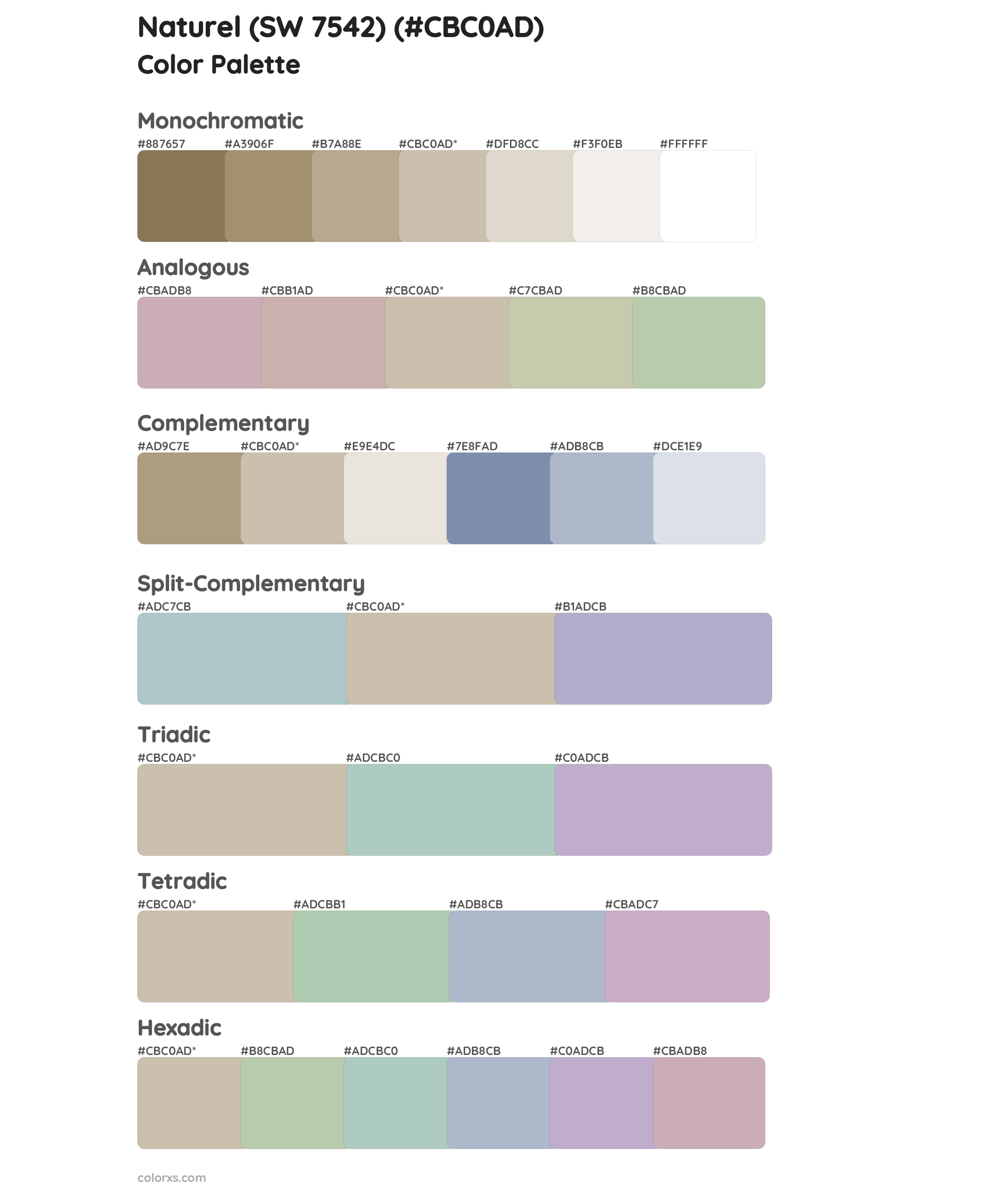 Naturel (SW 7542) Color Scheme Palettes