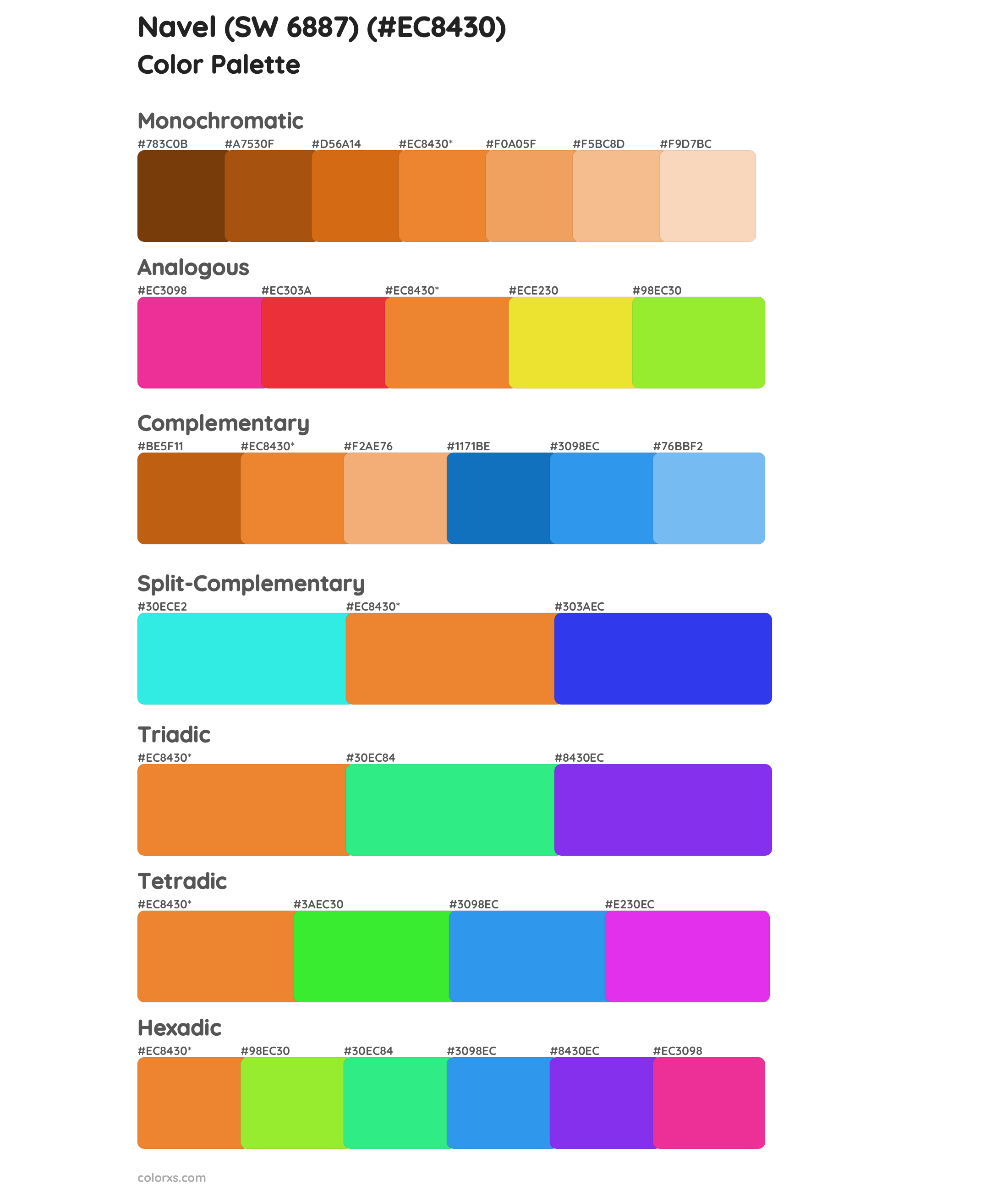 Navel (SW 6887) Color Scheme Palettes