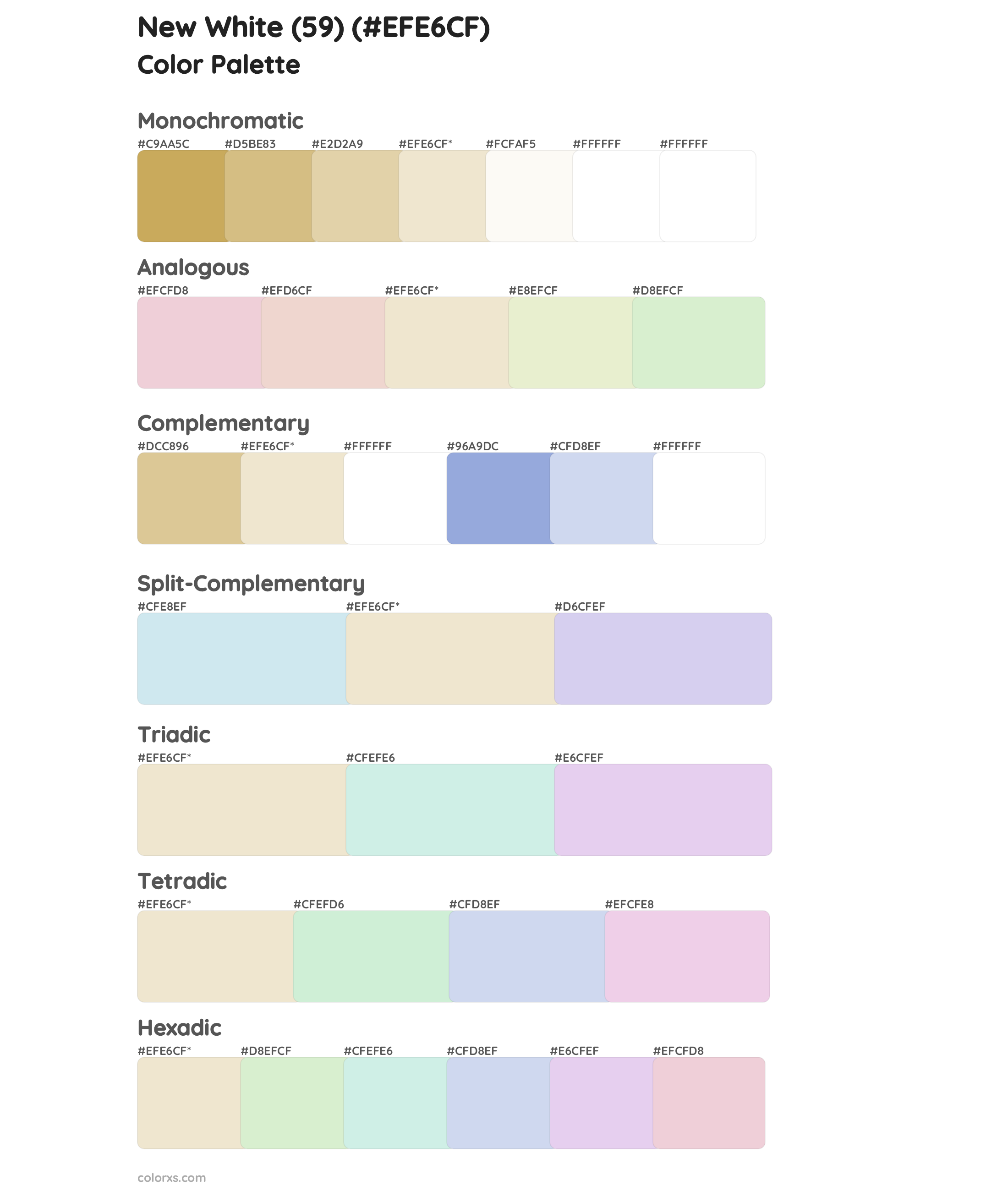 New White (59) Color Scheme Palettes