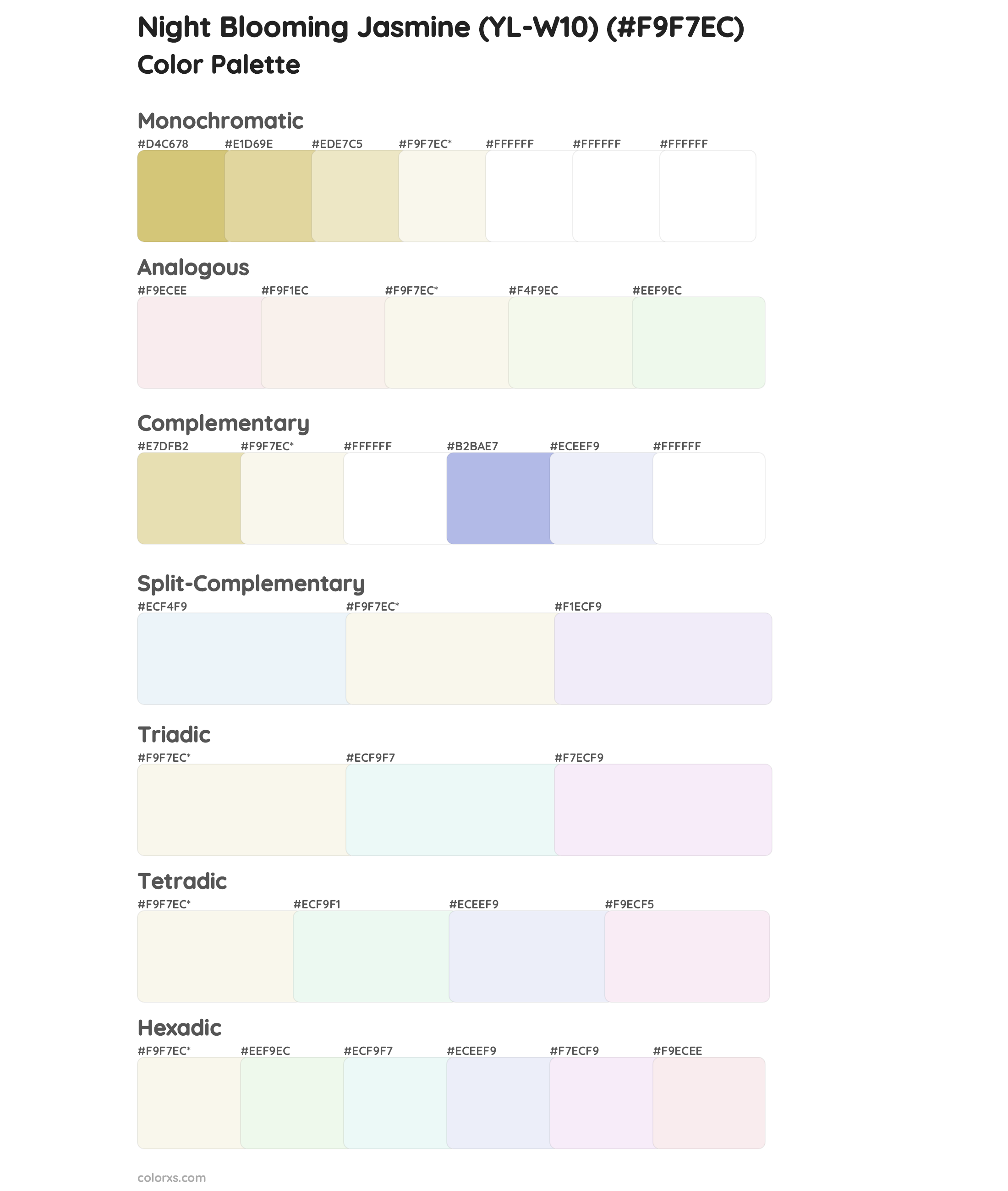 Night Blooming Jasmine (YL-W10) Color Scheme Palettes