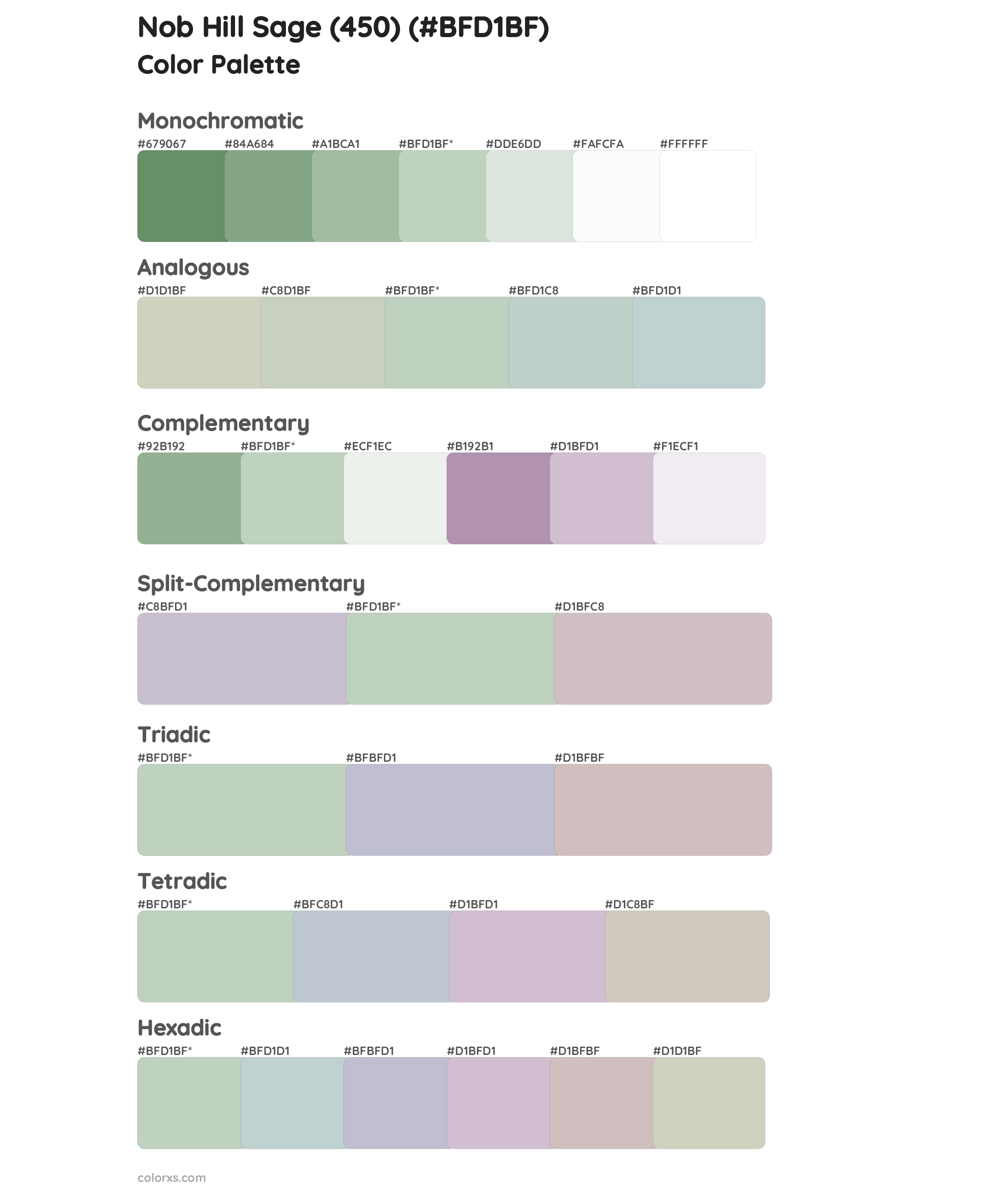 Nob Hill Sage (450) Color Scheme Palettes