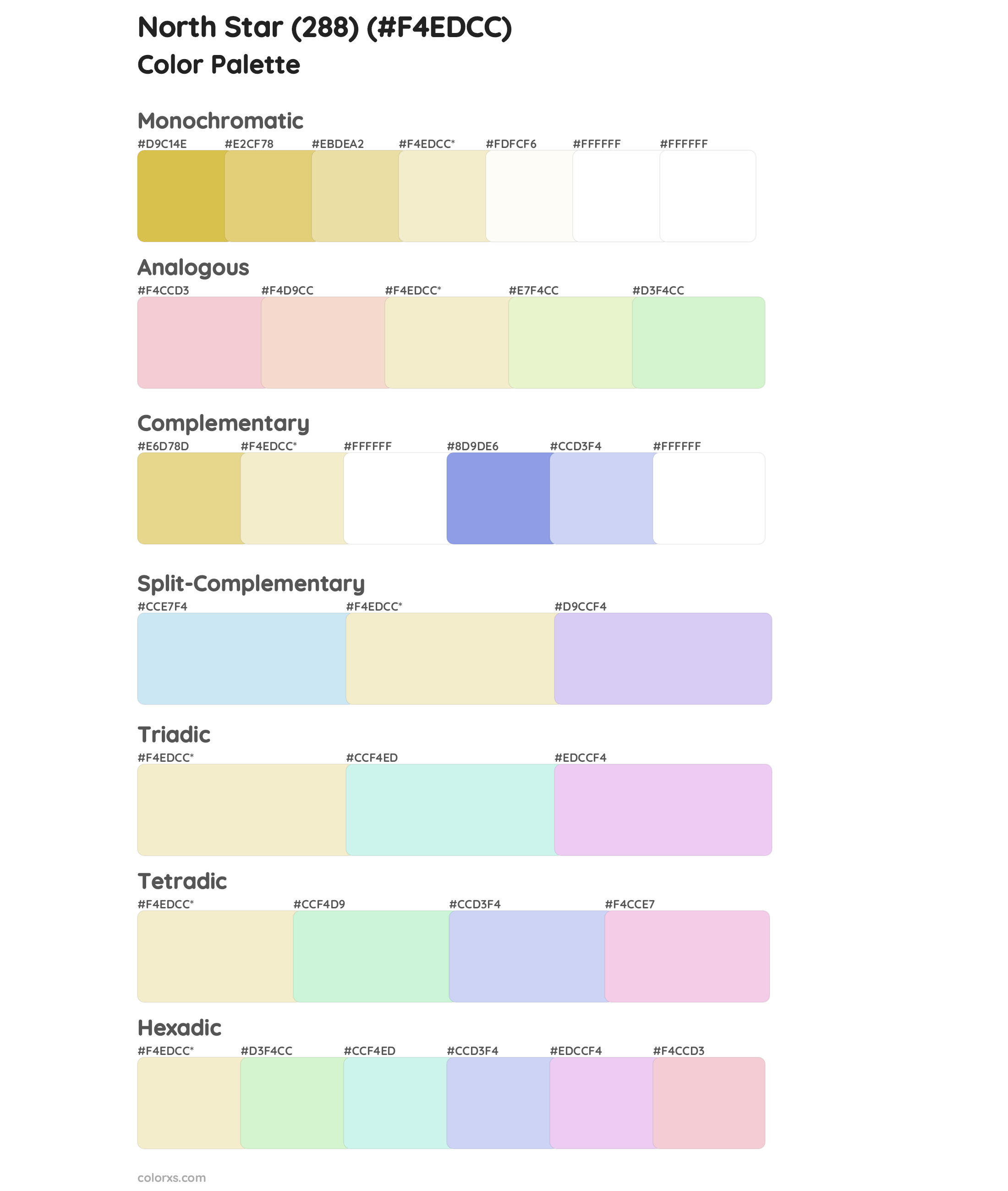 North Star (288) Color Scheme Palettes