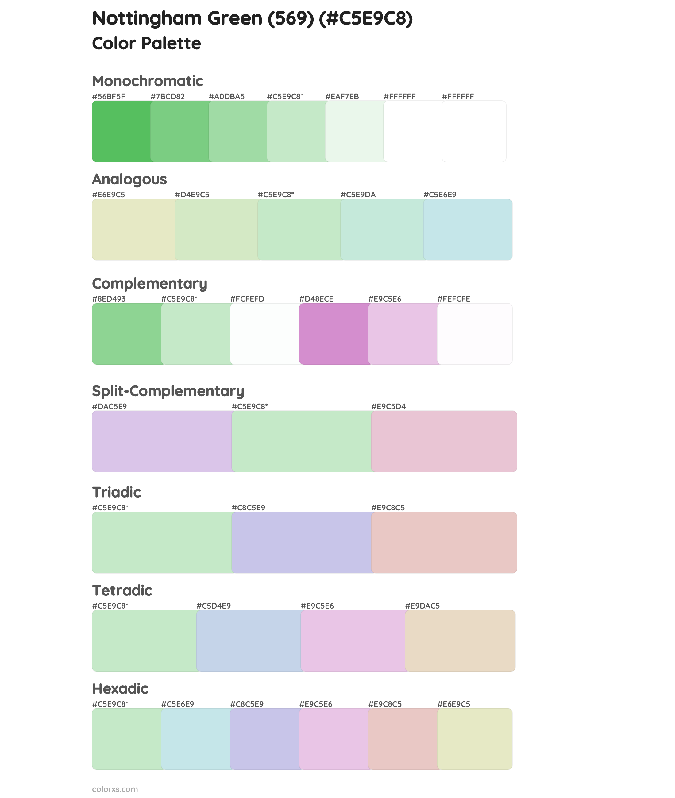 Nottingham Green (569) Color Scheme Palettes