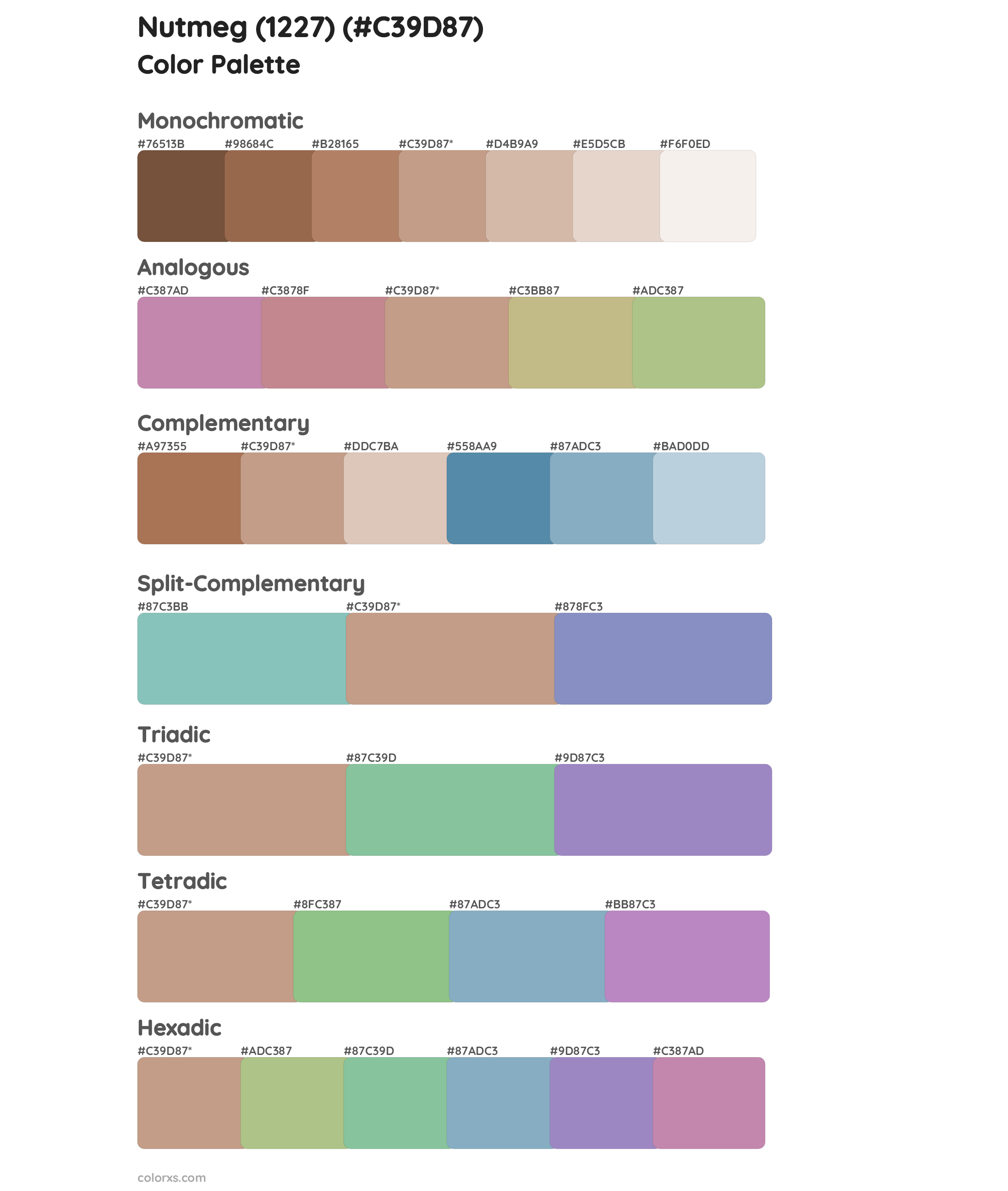 Nutmeg (1227) Color Scheme Palettes