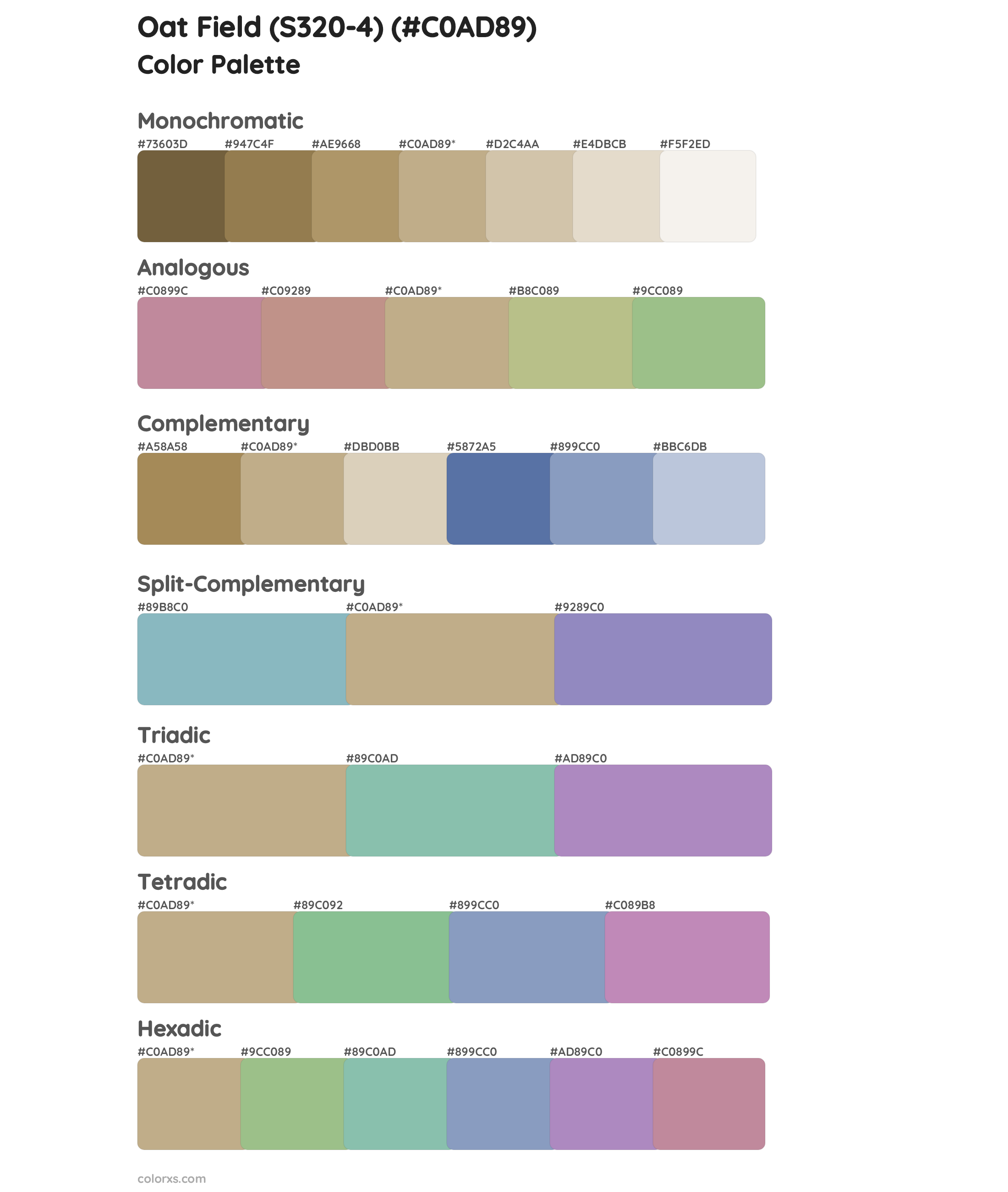 Oat Field (S320-4) Color Scheme Palettes