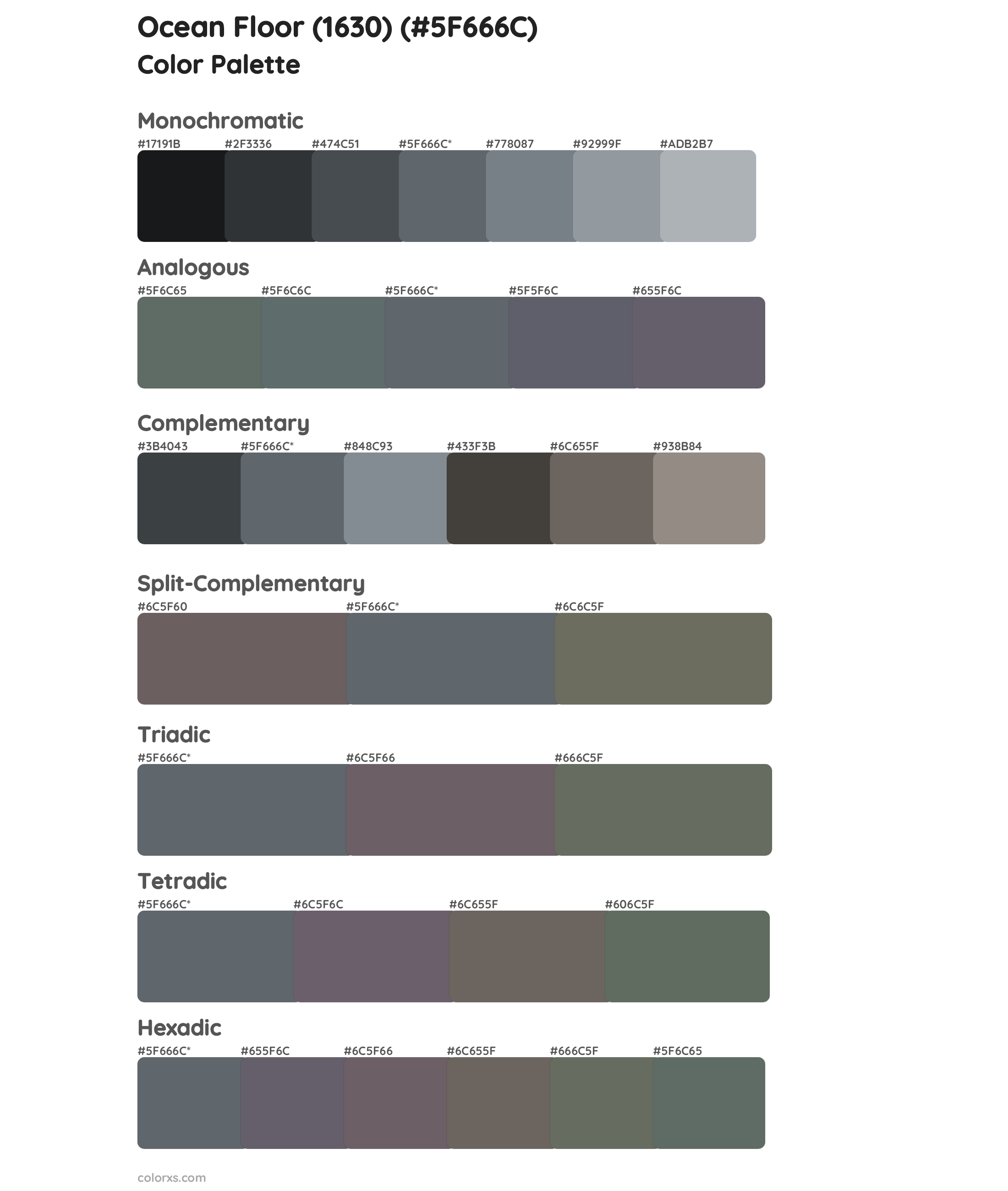 Ocean Floor (1630) Color Scheme Palettes