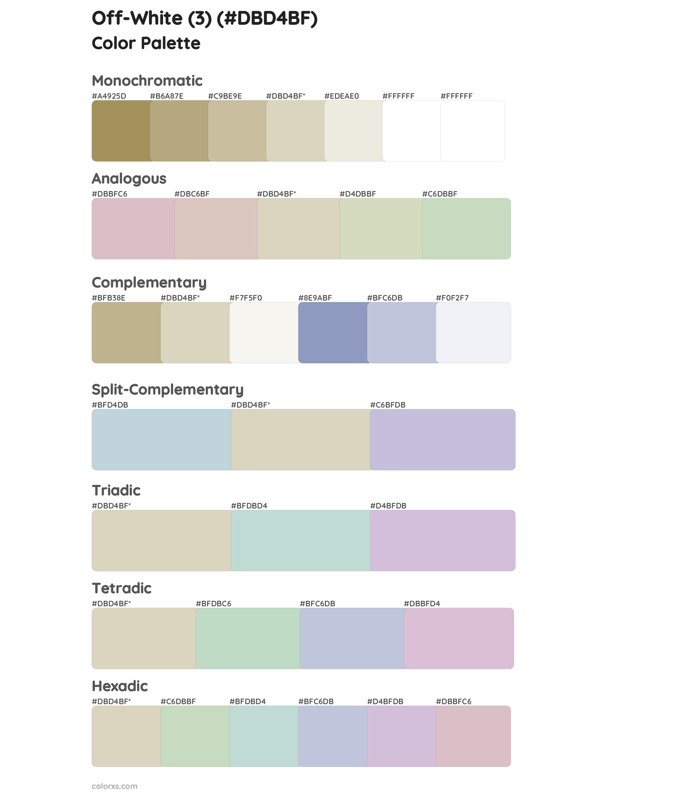 Off-White (3) Color Scheme Palettes