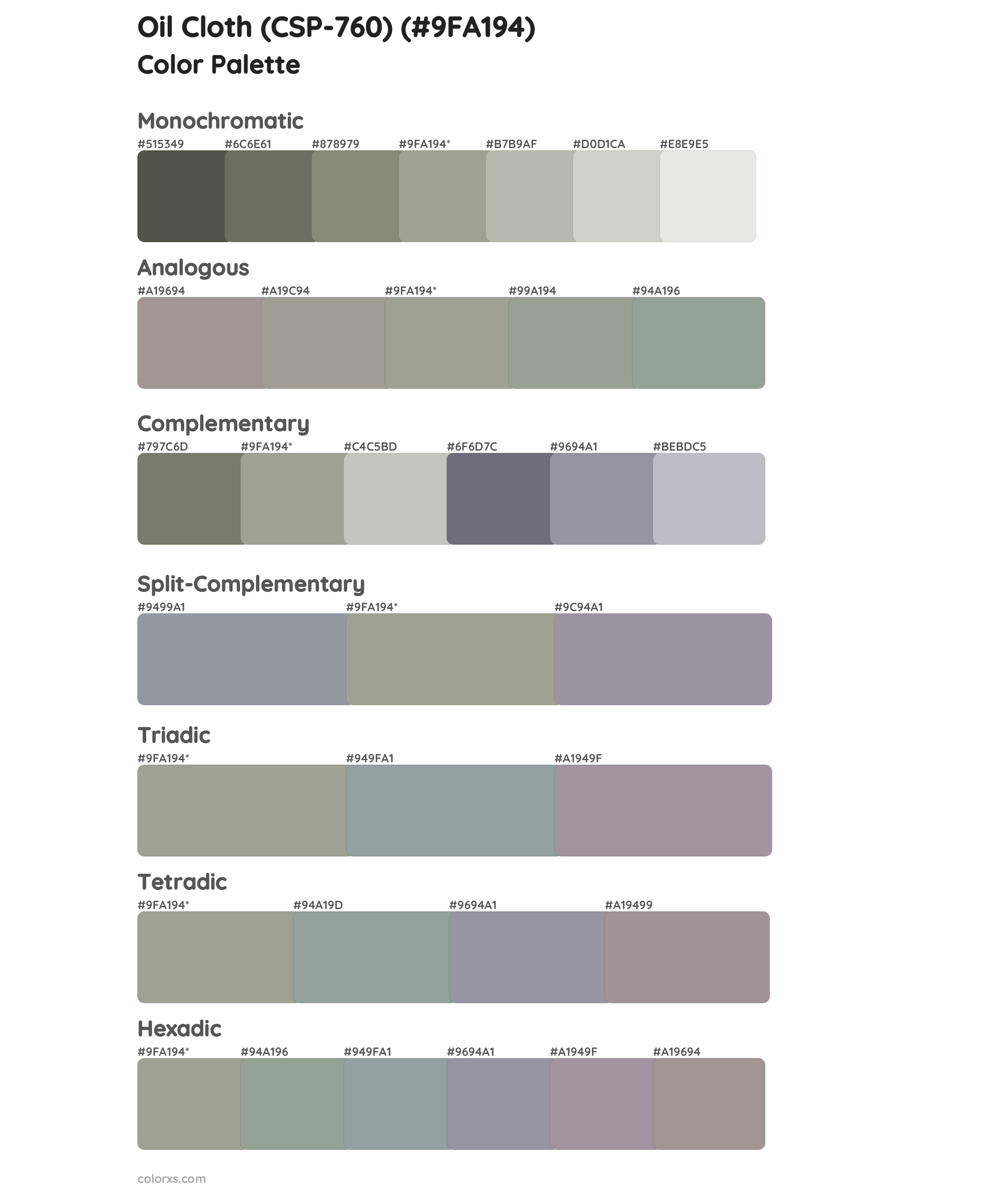 Oil Cloth (CSP-760) Color Scheme Palettes