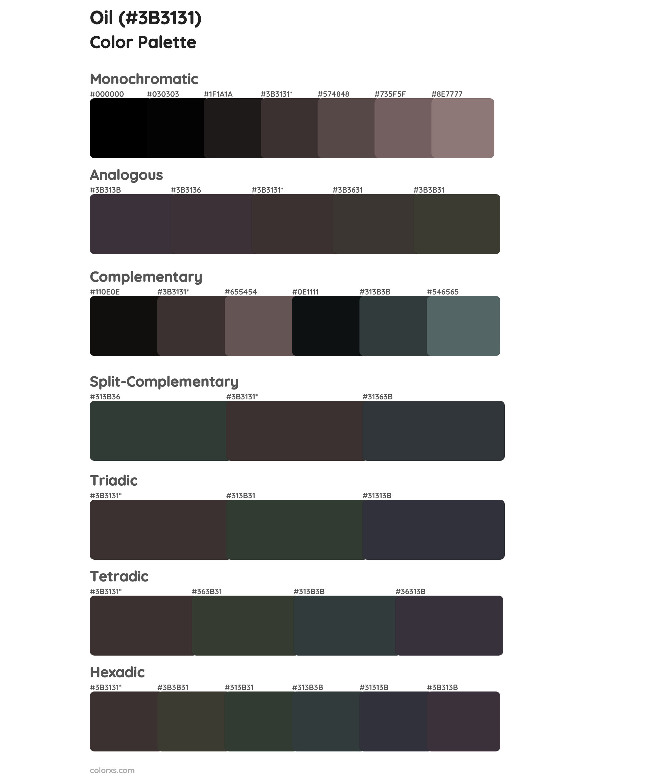 Oil Color Scheme Palettes