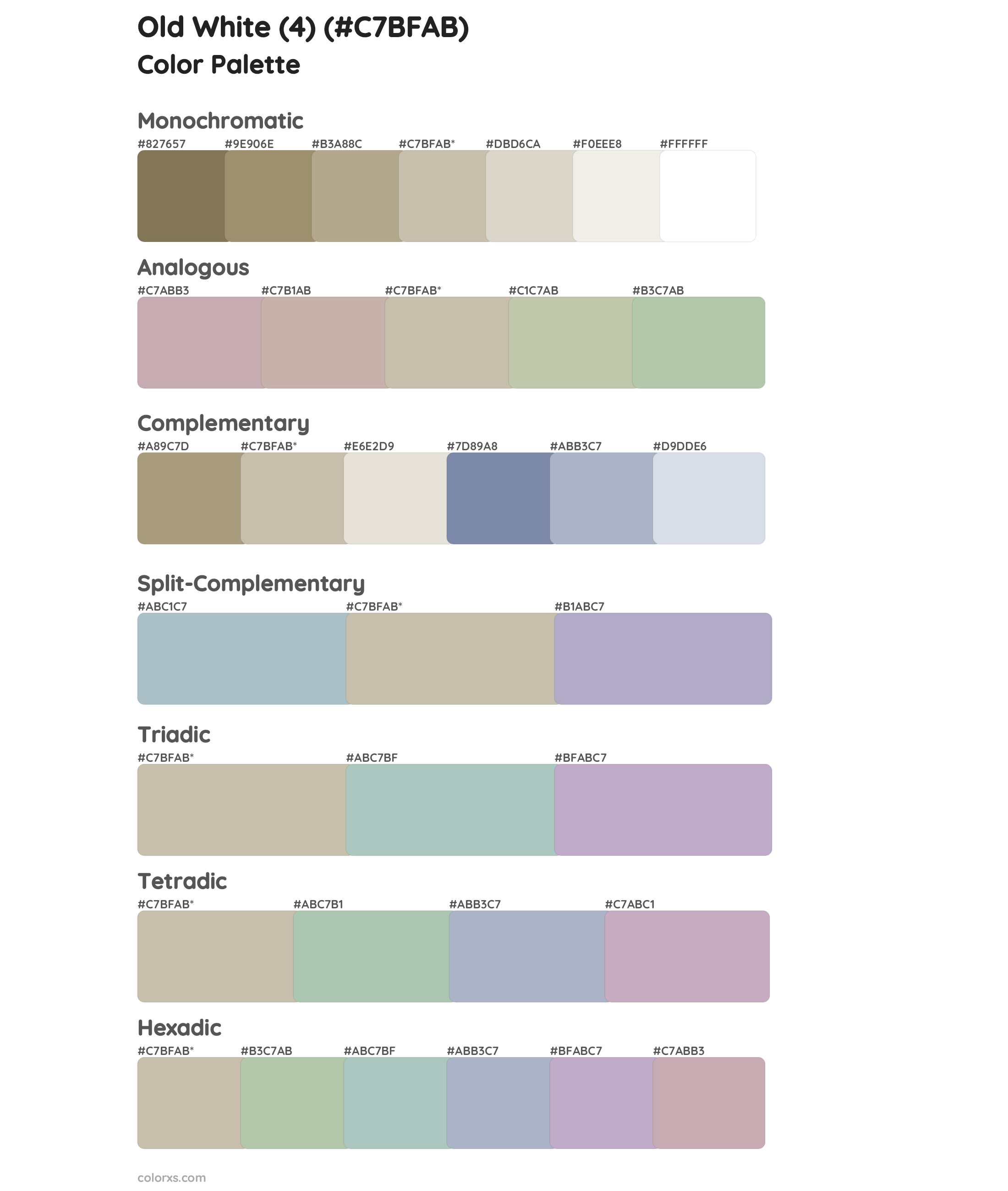 Old White (4) Color Scheme Palettes