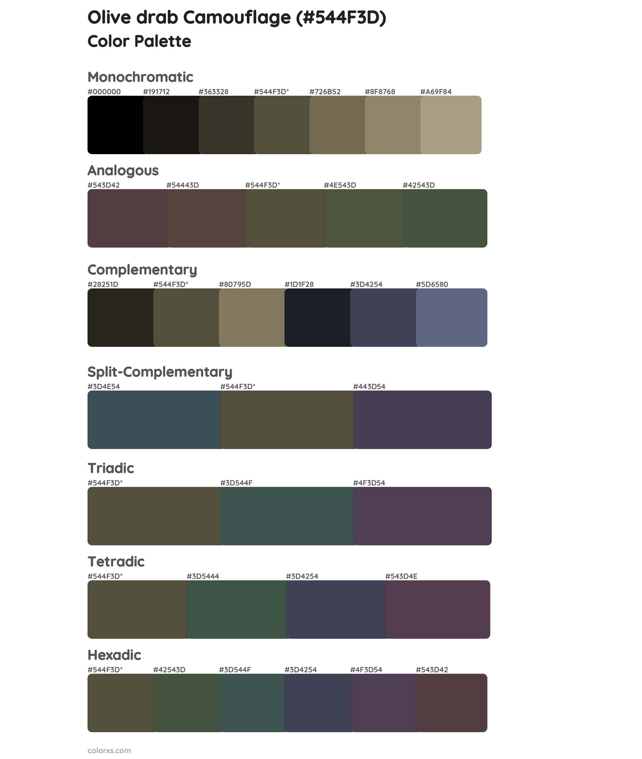 Olive drab Camouflage color palettes and color scheme combinations ...