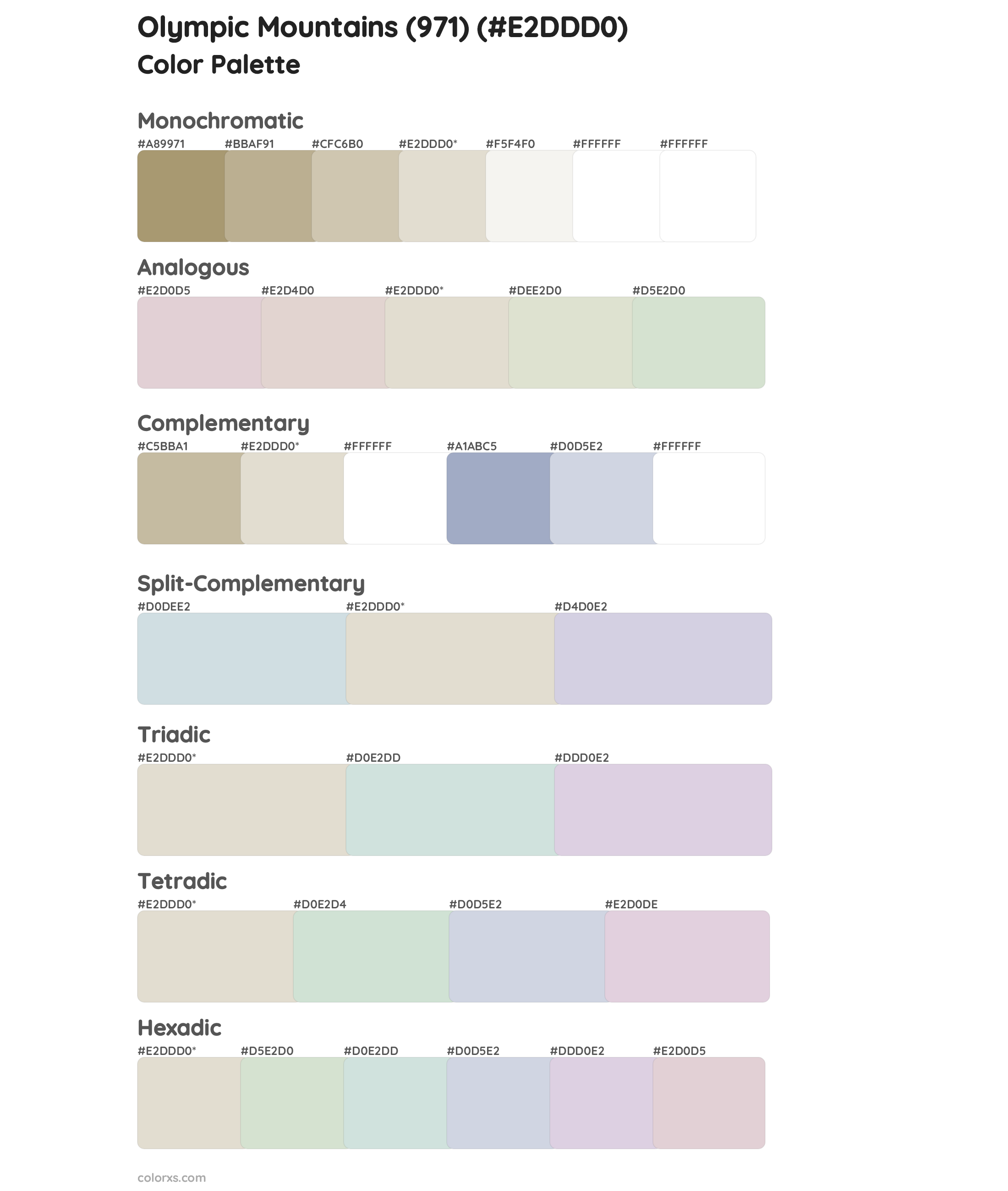 Olympic Mountains (971) Color Scheme Palettes