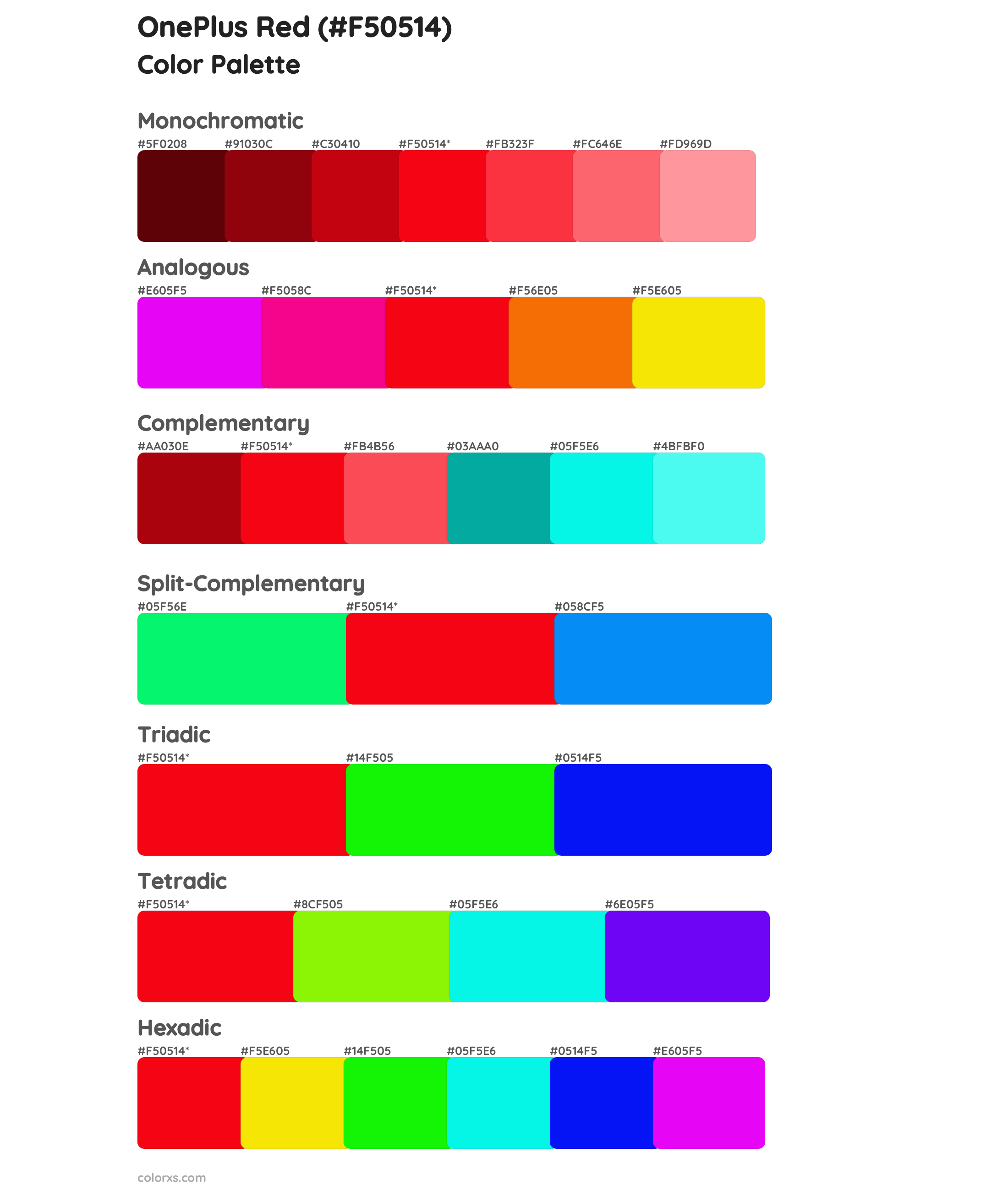 OnePlus Red Color Scheme Palettes