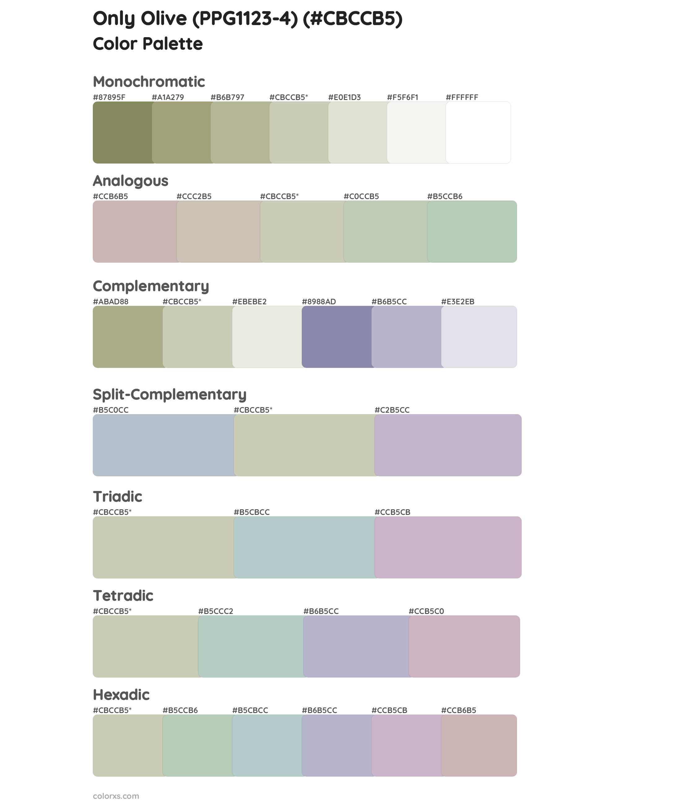 Only Olive (PPG1123-4) Color Scheme Palettes