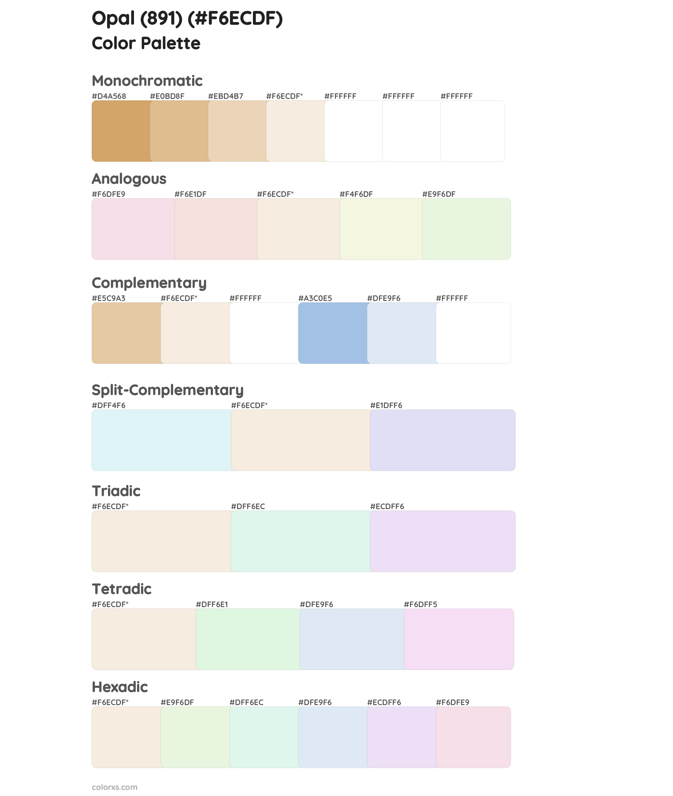 Opal (OC-73 / 891) Color Scheme Palettes