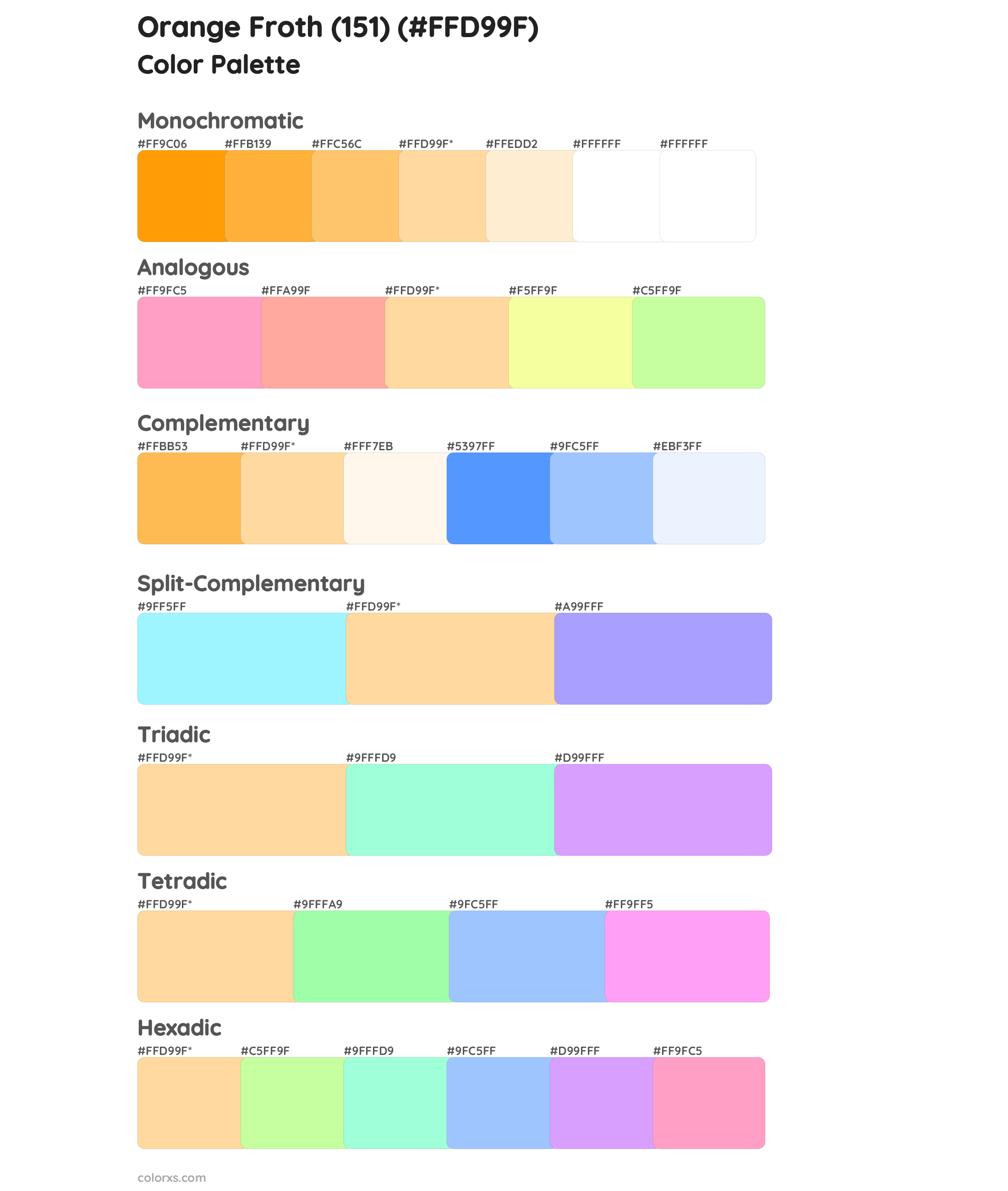 Orange Froth (151) Color Scheme Palettes