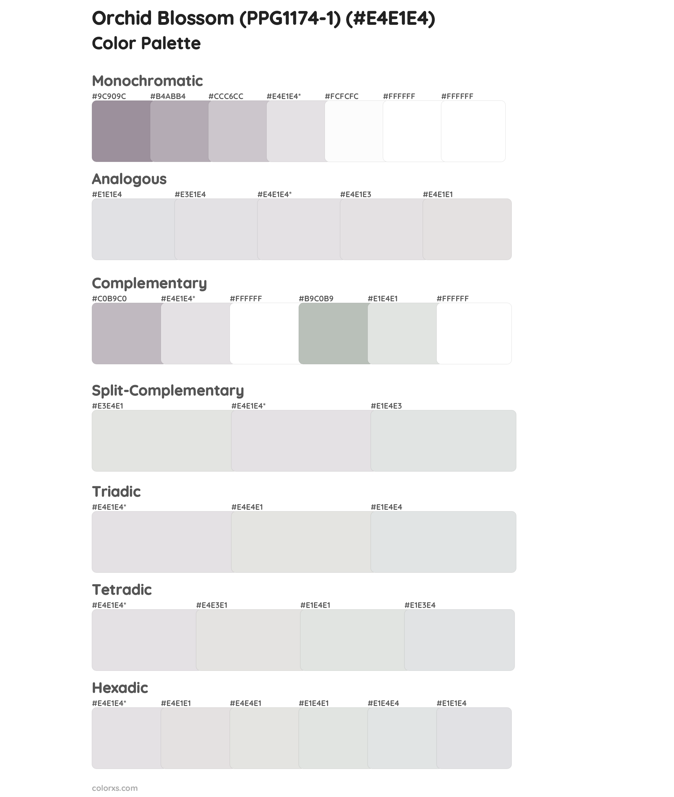 Orchid Blossom (PPG1174-1) Color Scheme Palettes