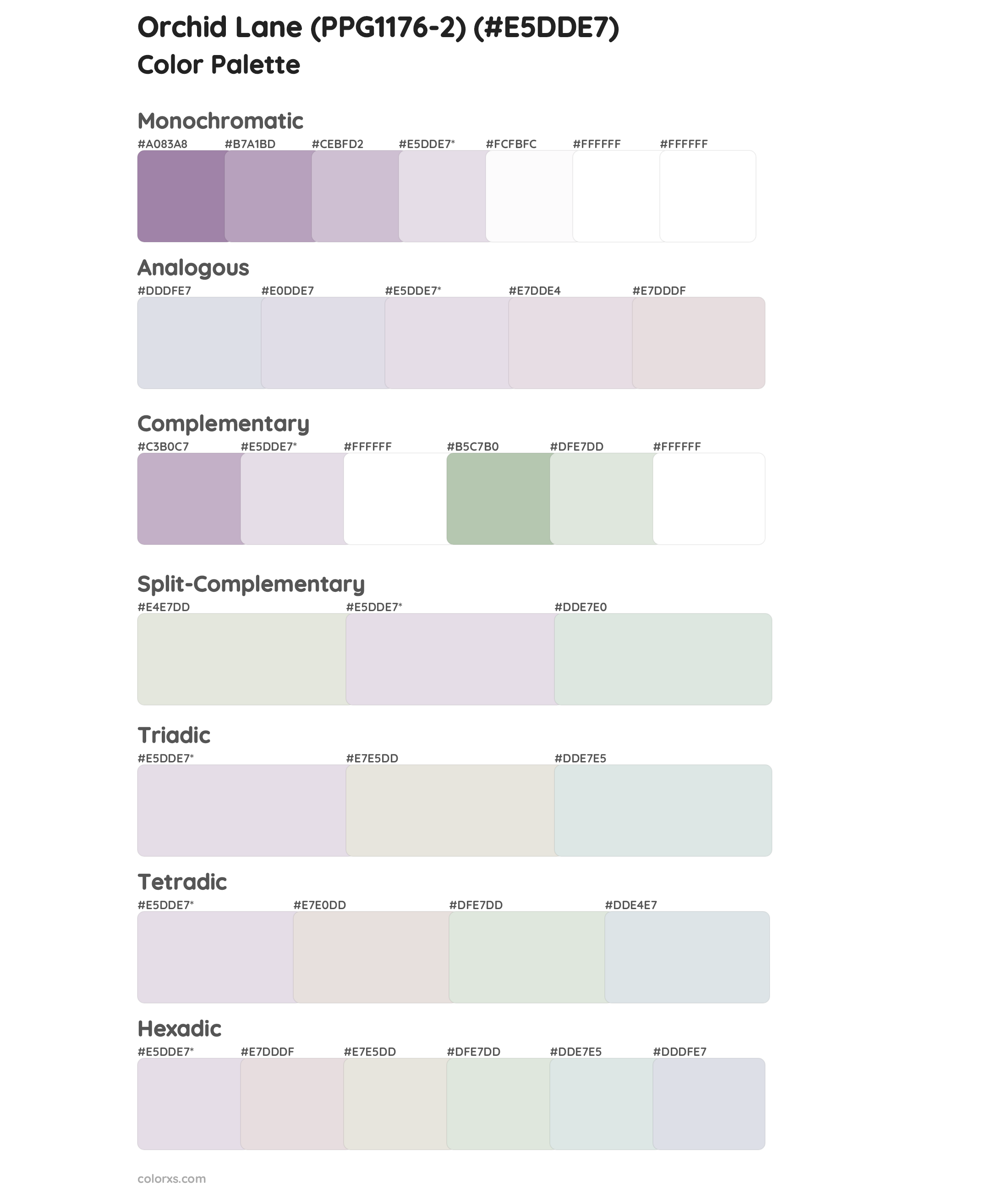 Orchid Lane (PPG1176-2) Color Scheme Palettes